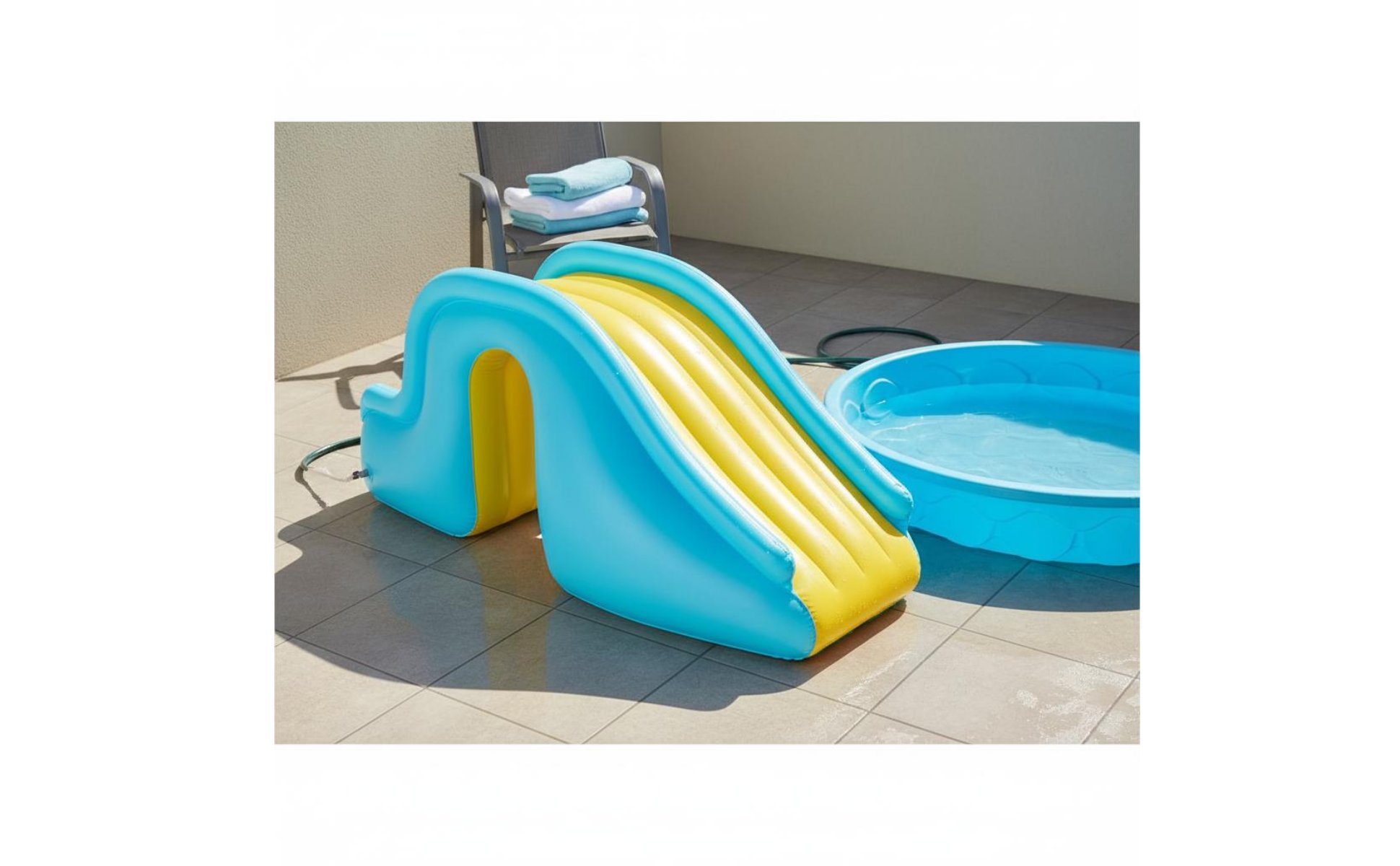 Aufblasbare Poolrutsche leicht zu klettern Garten Wasserrutsche breite Stufen