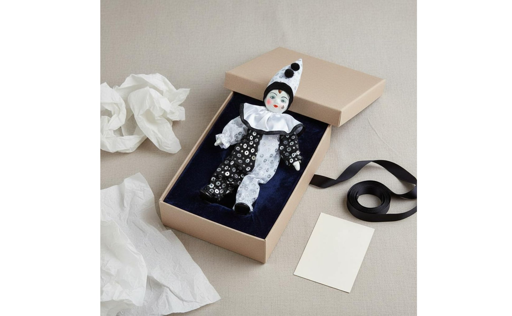 Ceramic Jester Doll Souvenir Gift Porcelain Clown Doll Art Piece for Collectors