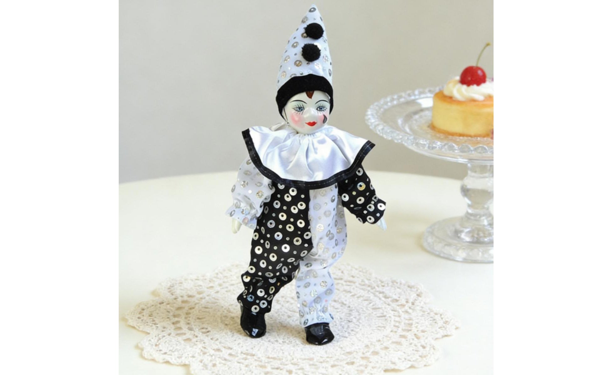 Ceramic Jester Doll Souvenir Gift Porcelain Clown Doll Art Piece for Collectors
