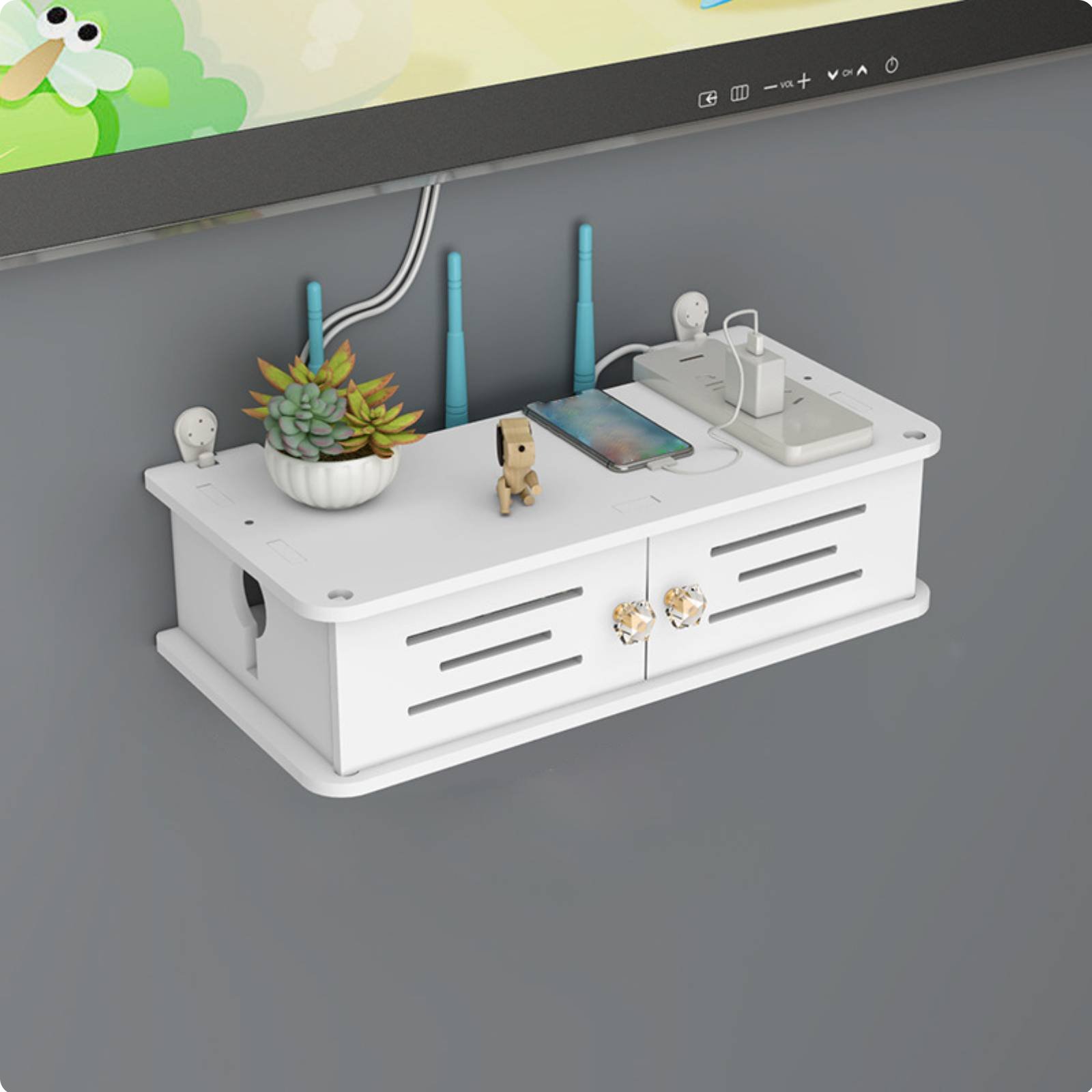 Wall Mount Router Shelf Cable Management Router Wall Mount Shelf for Bedroom