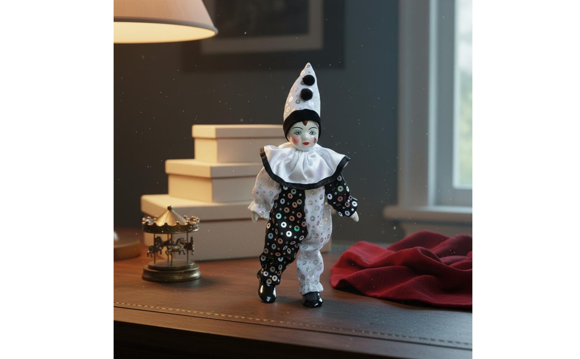 Ceramic Jester Doll Souvenir Gift Porcelain Clown Doll Art Piece for Collectors