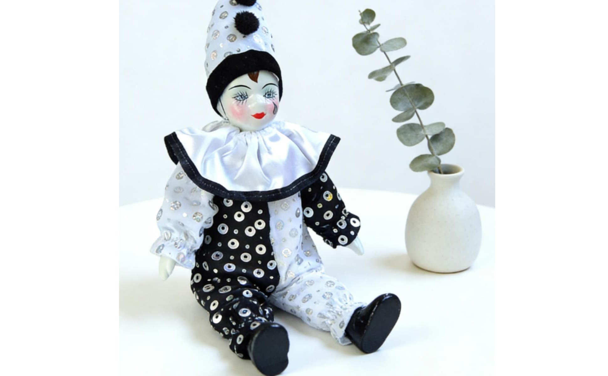 Ceramic Jester Doll Souvenir Gift Porcelain Clown Doll Art Piece for Collectors