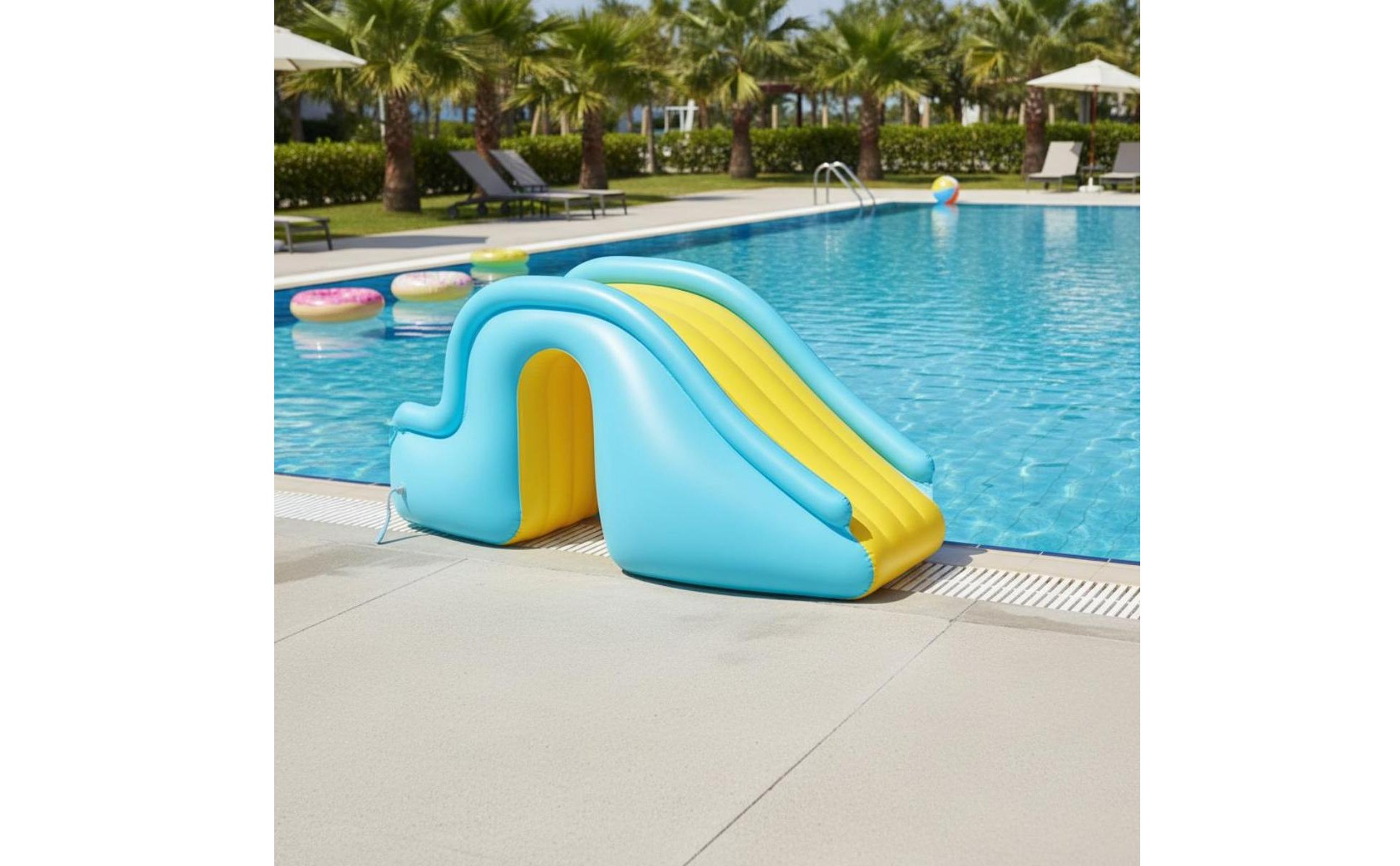 Aufblasbare Poolrutsche leicht zu klettern Garten Wasserrutsche breite Stufen