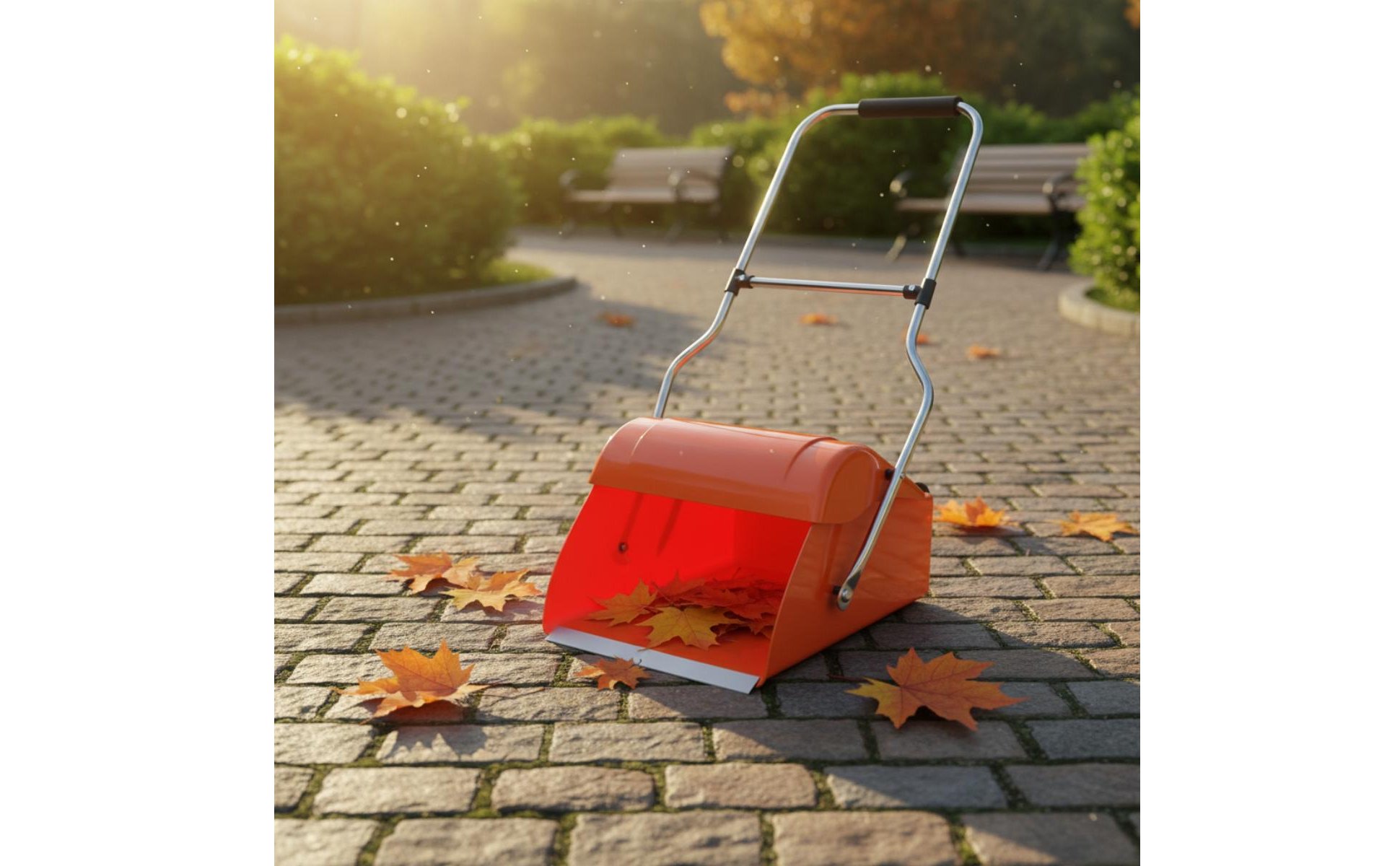 Wheeled Dustpan with Lid Sturdy Construction Long Handle Windproof Dustpan