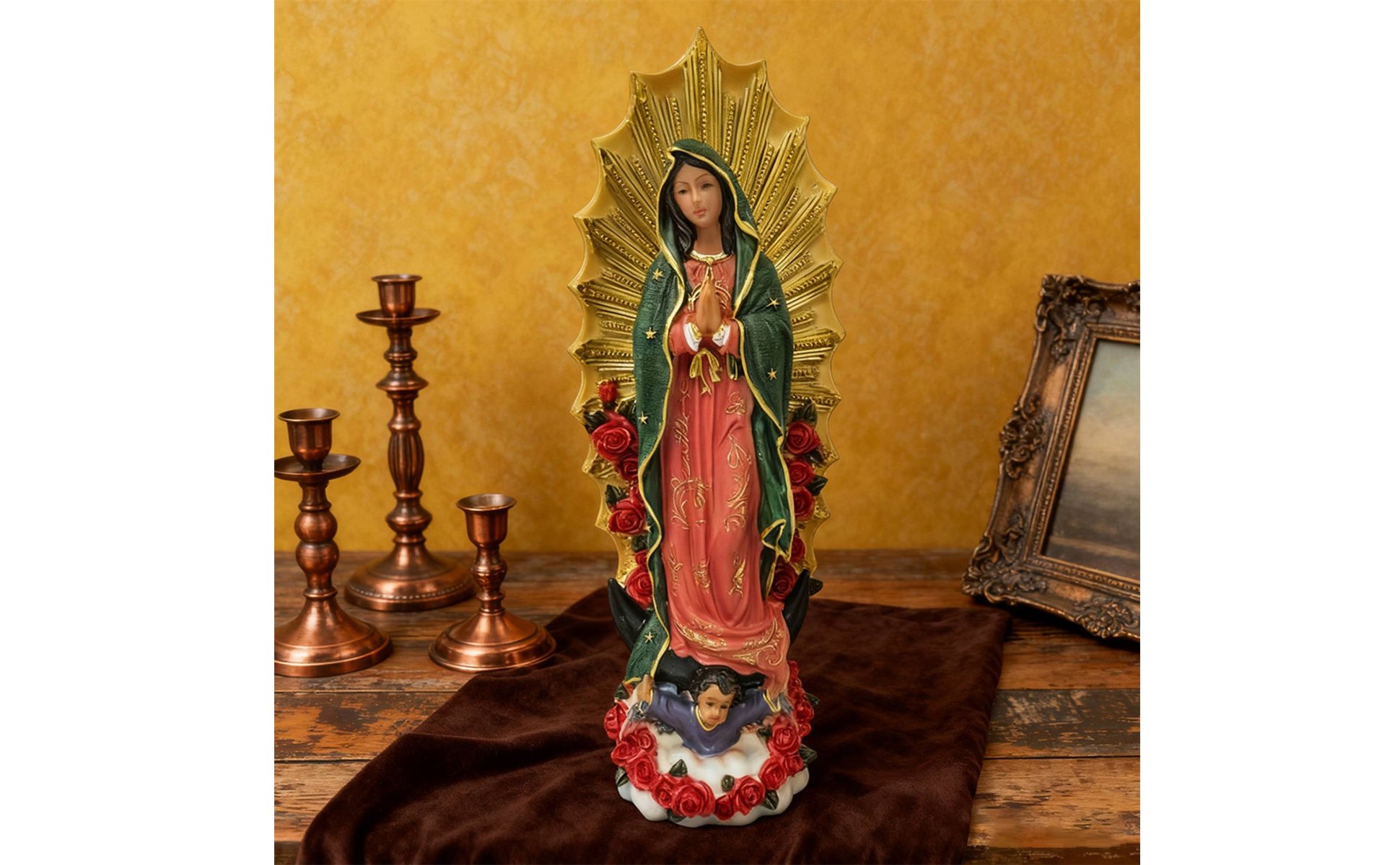 Our Lady of Guadalupe Figurine Hand-Painted Details Our Lady of Guadalupe Statue