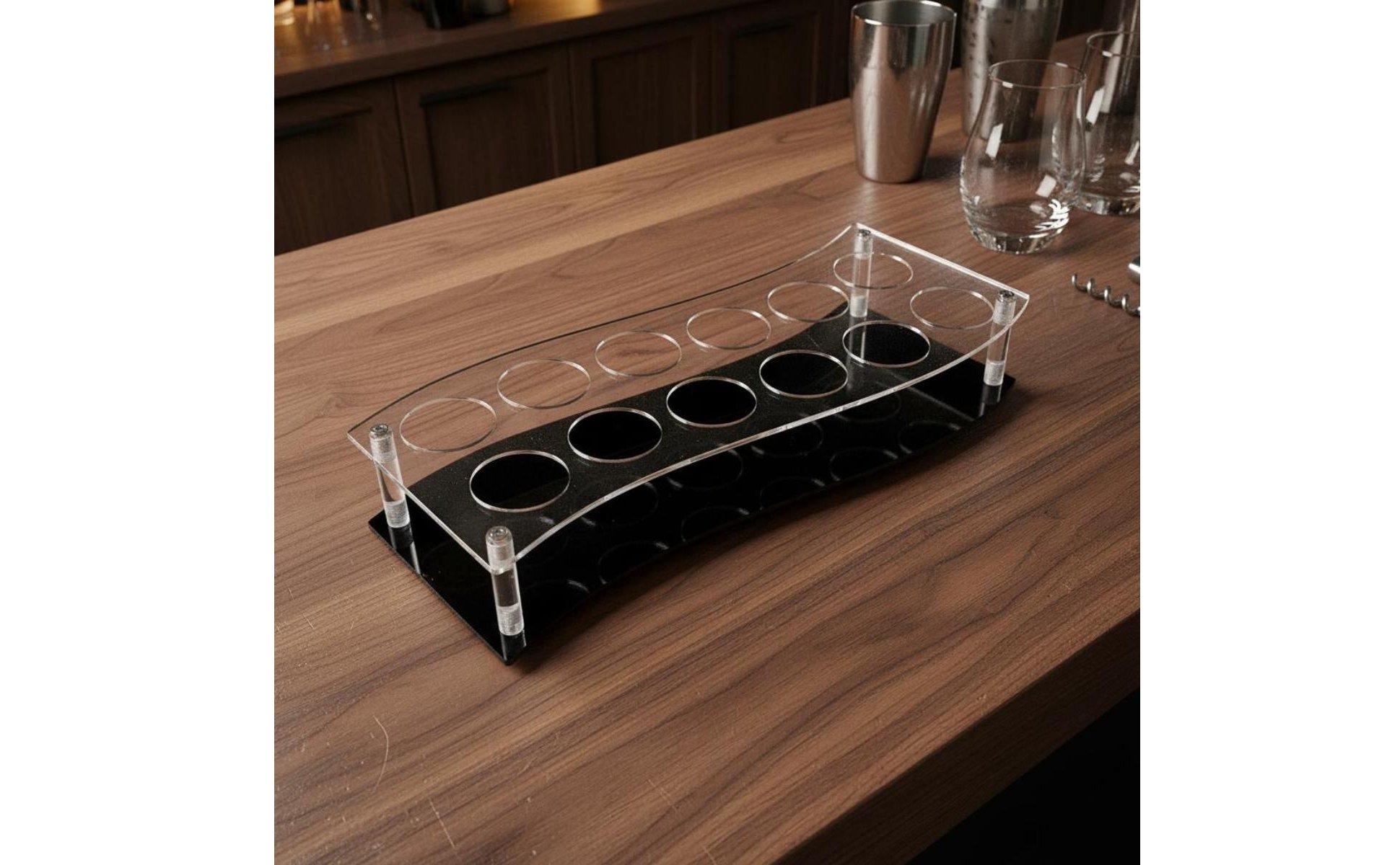 Acrylic Spirit Glass Holder Modern Design Spirit Glass Serving Tray Easy To
