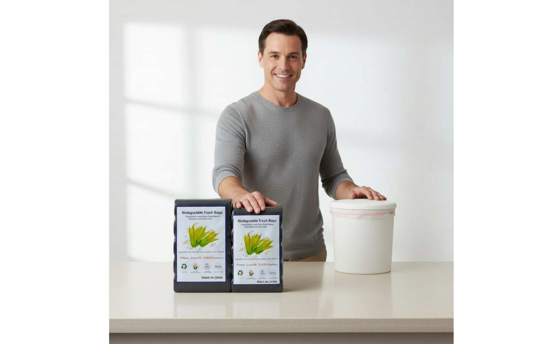 Sacchetti Biodegradabili per Rifiuti Biodegradabile per Cucina, Ufficio
