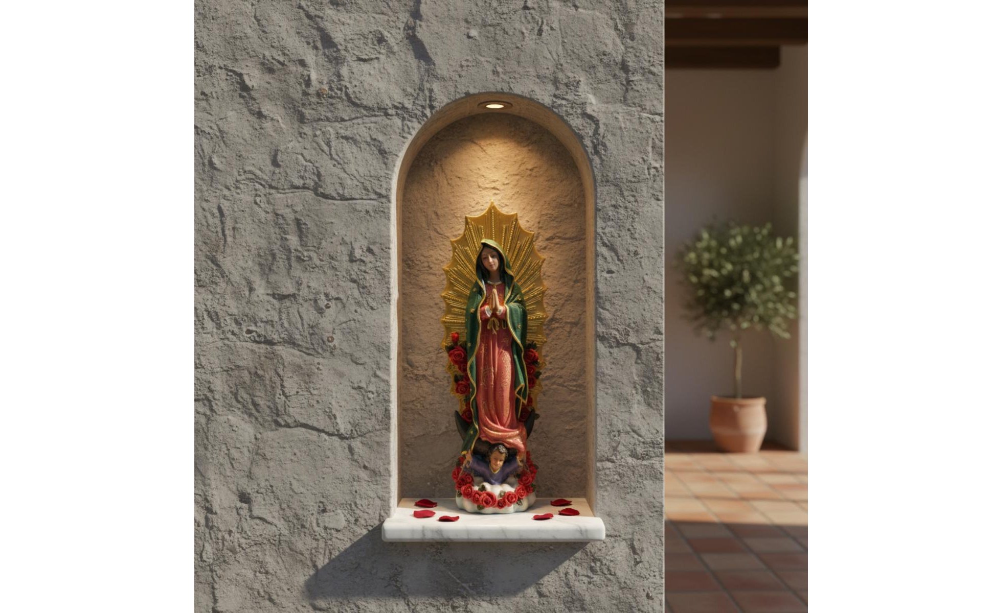 Our Lady of Guadalupe Figurine Hand-Painted Details Our Lady of Guadalupe Statue
