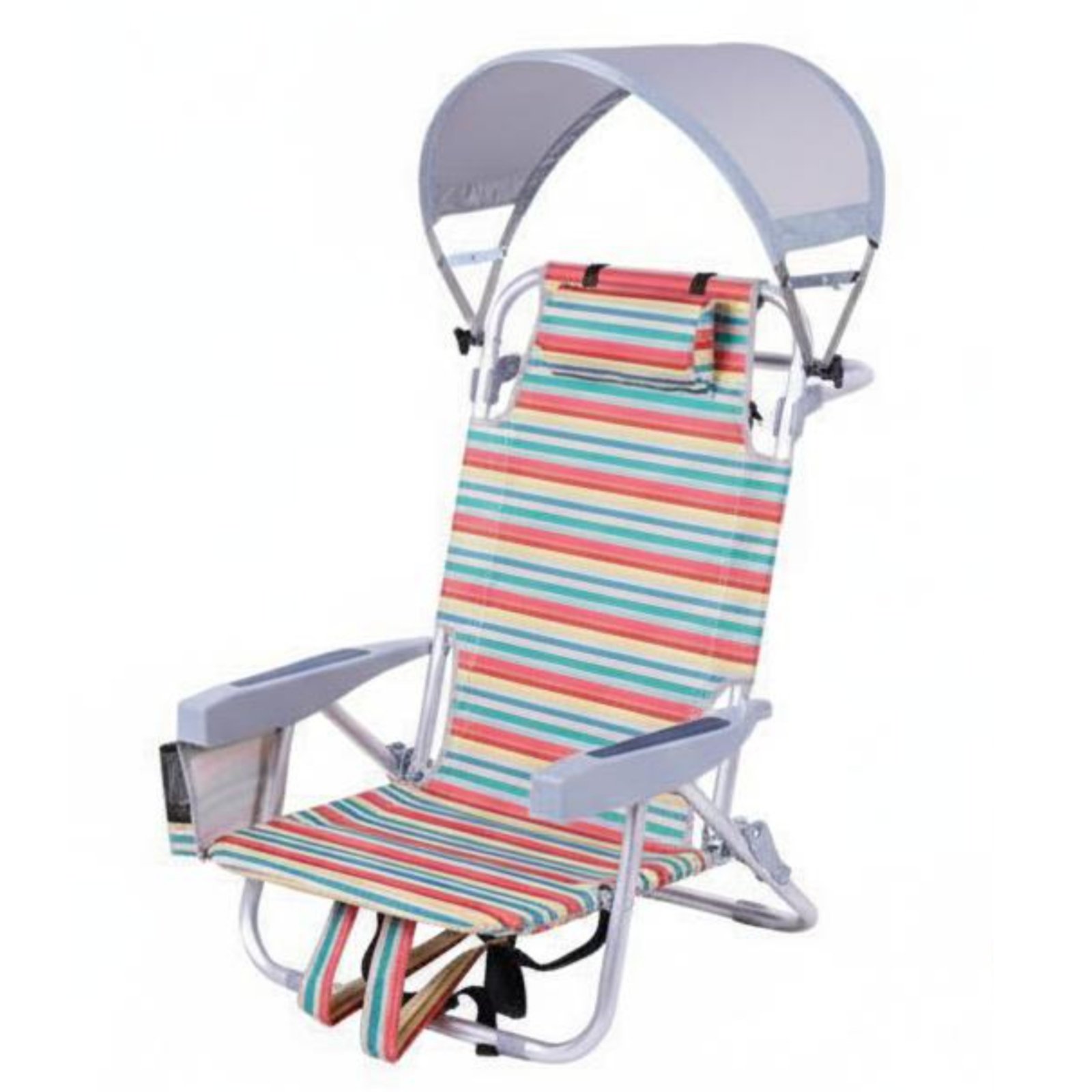 Beach Chair with Canopy Lightweight Reclining Beach Chair with Canopy Heavy Duty Frame Folding Sunbathing Lounger for Beachgoers
