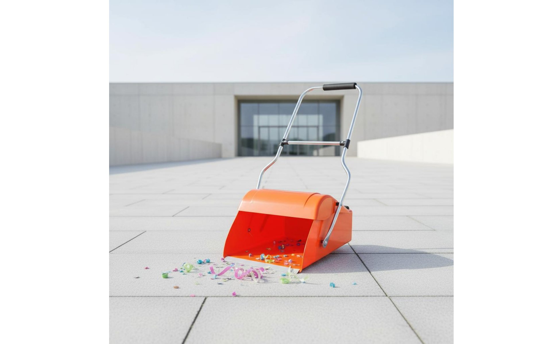Wheeled Dustpan with Lid Sturdy Construction Long Handle Windproof Dustpan