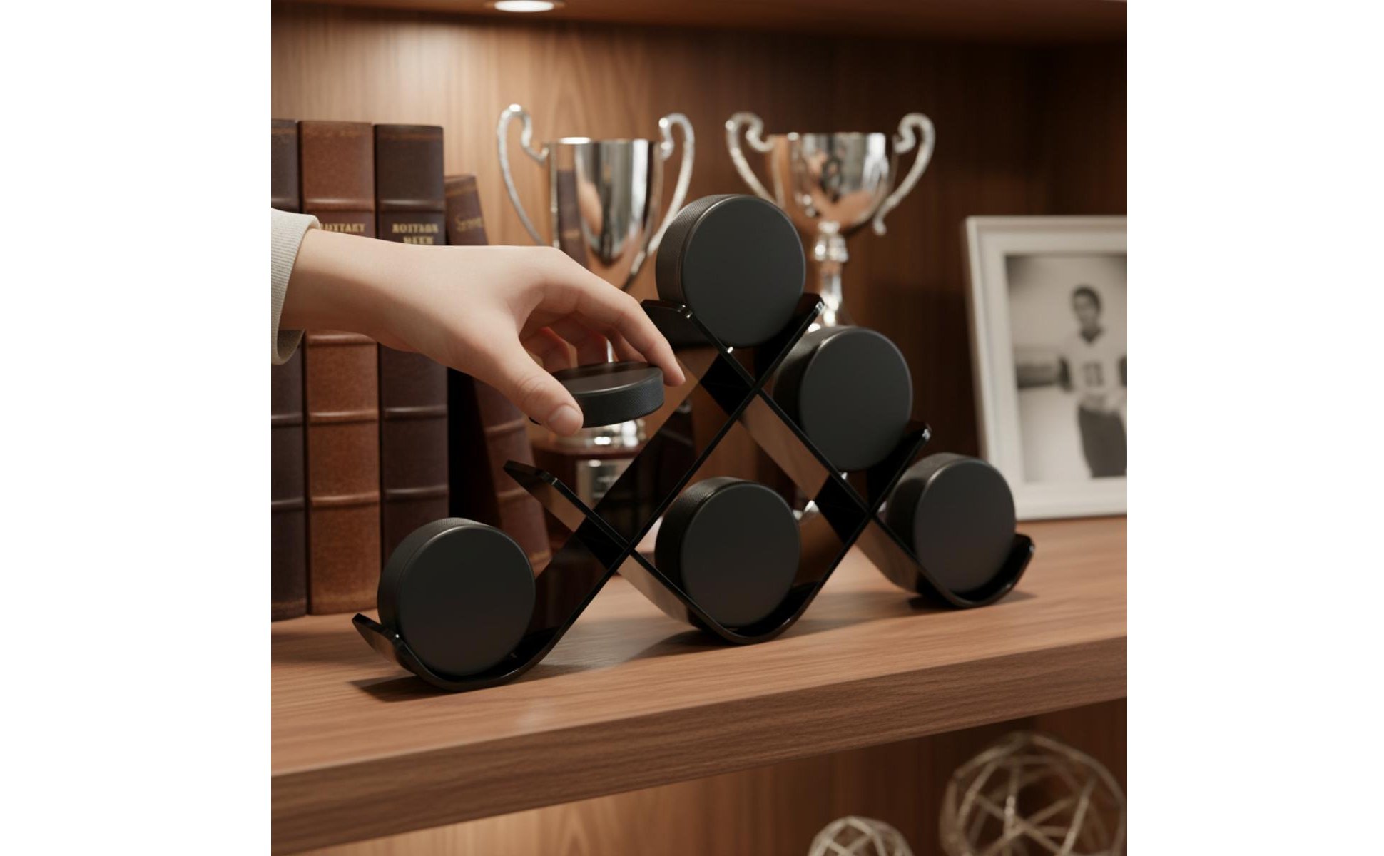 Hockey Puck Display Stand Fits Official Pucks Acrylic Puck Stand for Man Cave