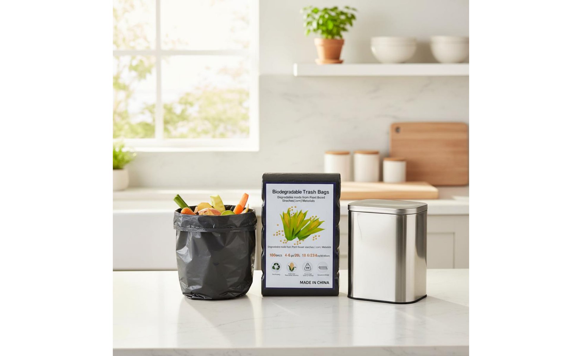 Biodegradable Trash Bags Thickened Biodegradable Garbage Bag Easy Tear-Away