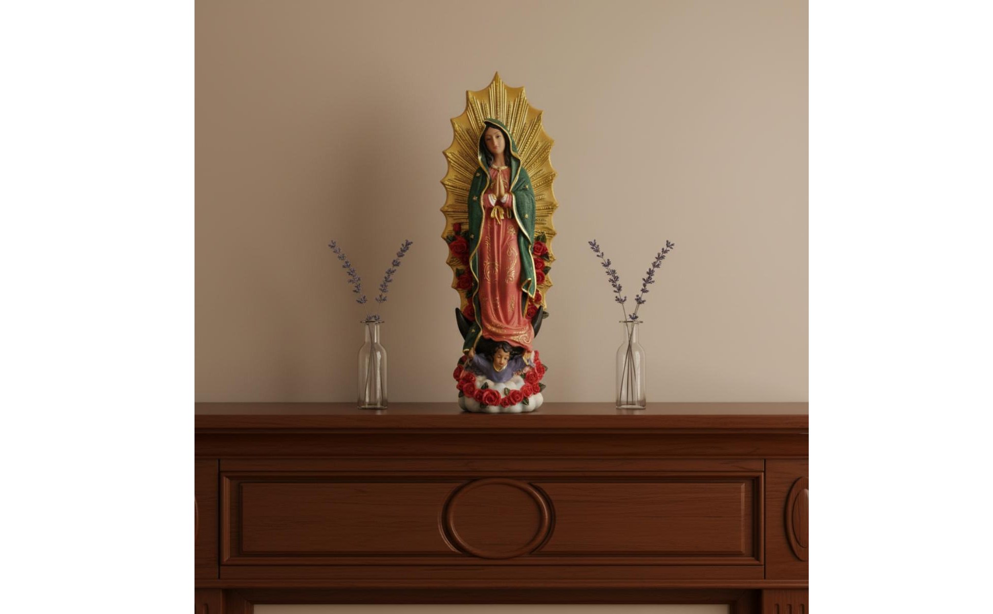 Our Lady of Guadalupe Figurine Hand-Painted Details Our Lady of Guadalupe Statue