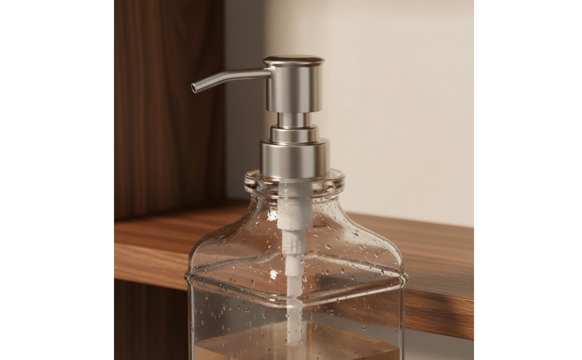 Square Glass Pump Bottle Refillable Glass Soap Dispenser Large Capacity 18oz