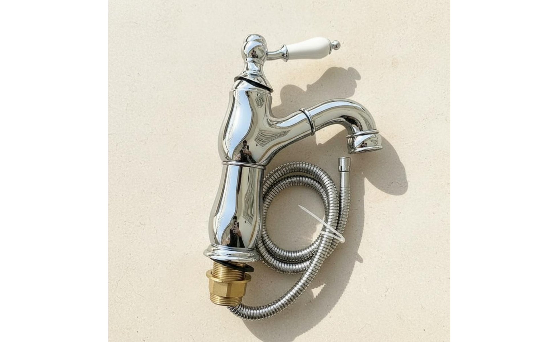 French Design Faucet with Ceramic Handle Brass Construction for Powder Room