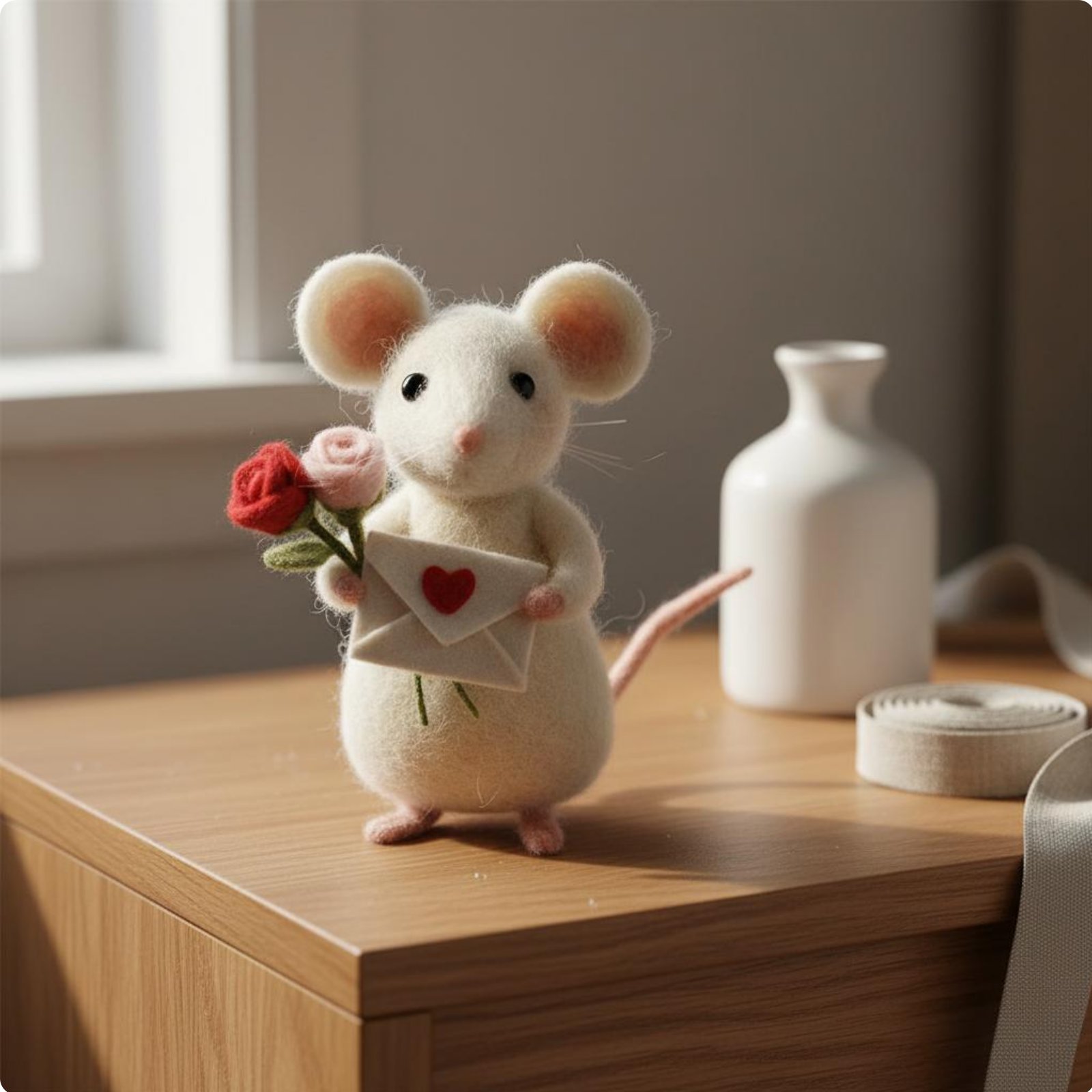 Wollfilz Handarbeit entzückende Figur Herz Ballon Geschenk zum Valentinstag