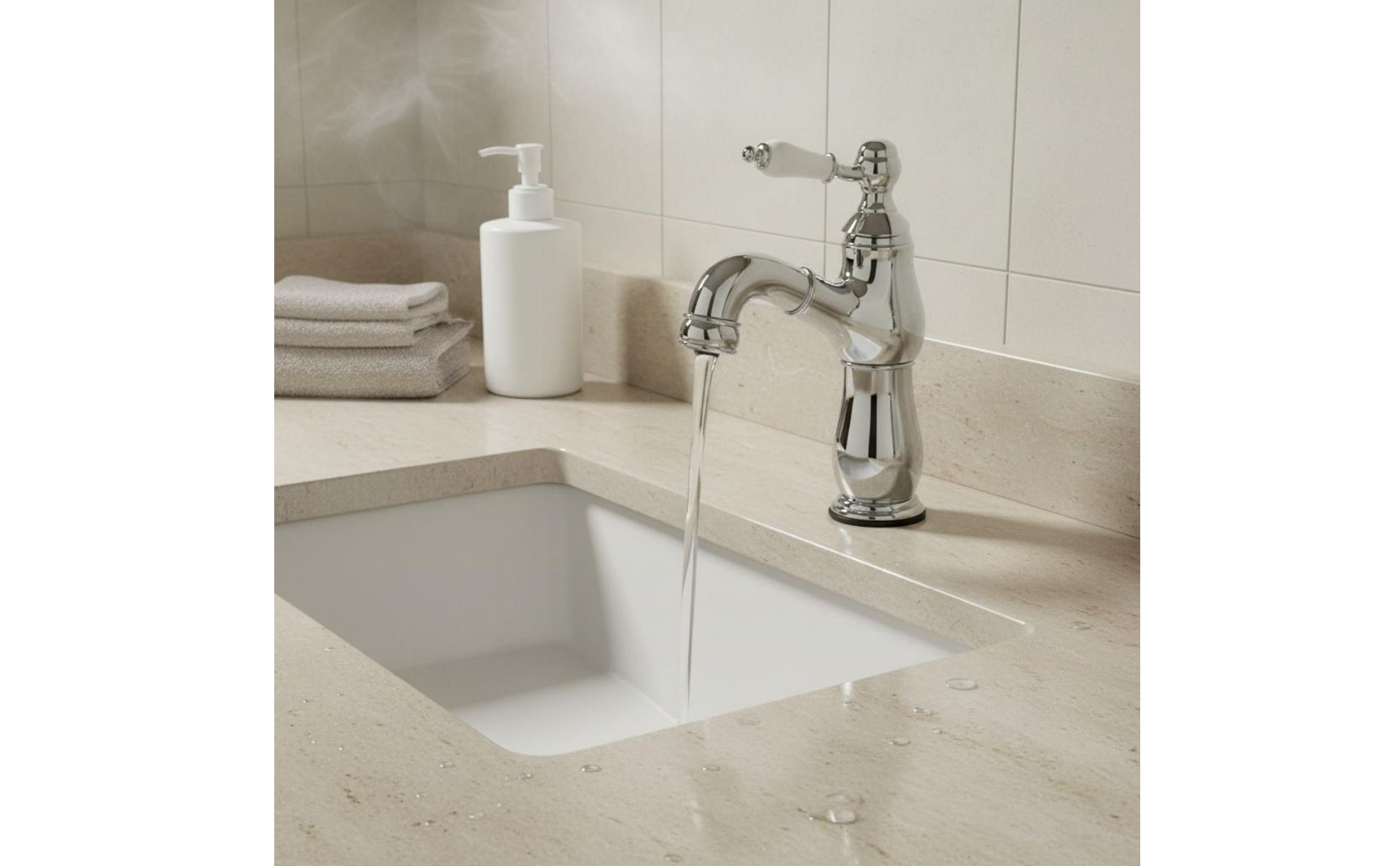 French Design Faucet with Ceramic Handle Brass Construction for Powder Room