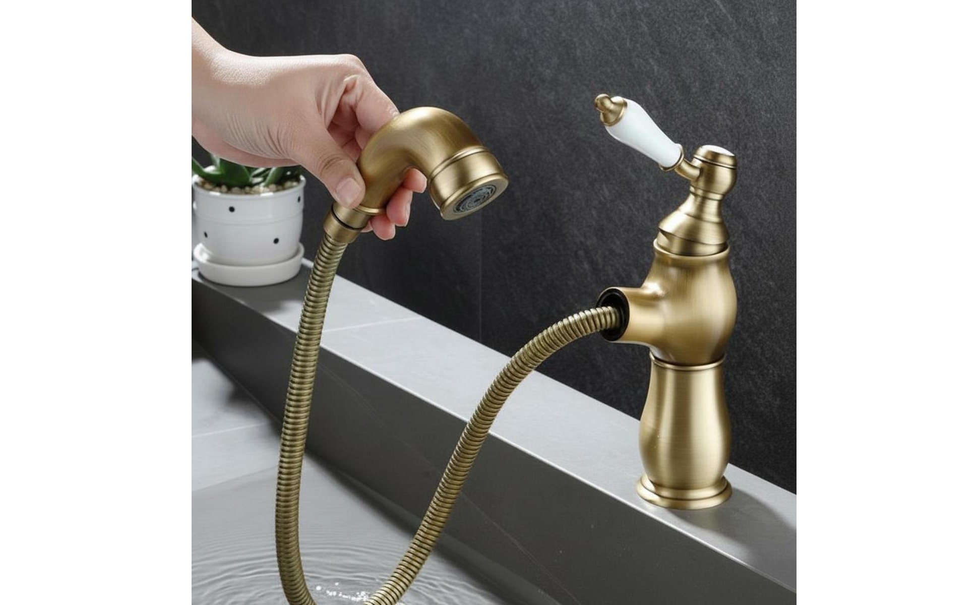 French Design Faucet with Ceramic Handle Brass Construction for Powder Room
