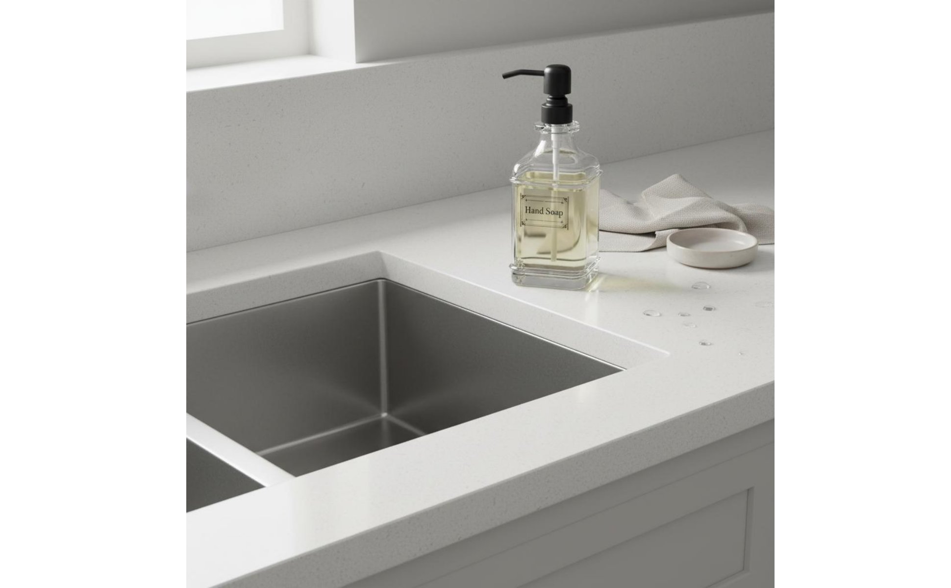 Square Glass Pump Bottle Refillable Glass Soap Dispenser Large Capacity 18oz