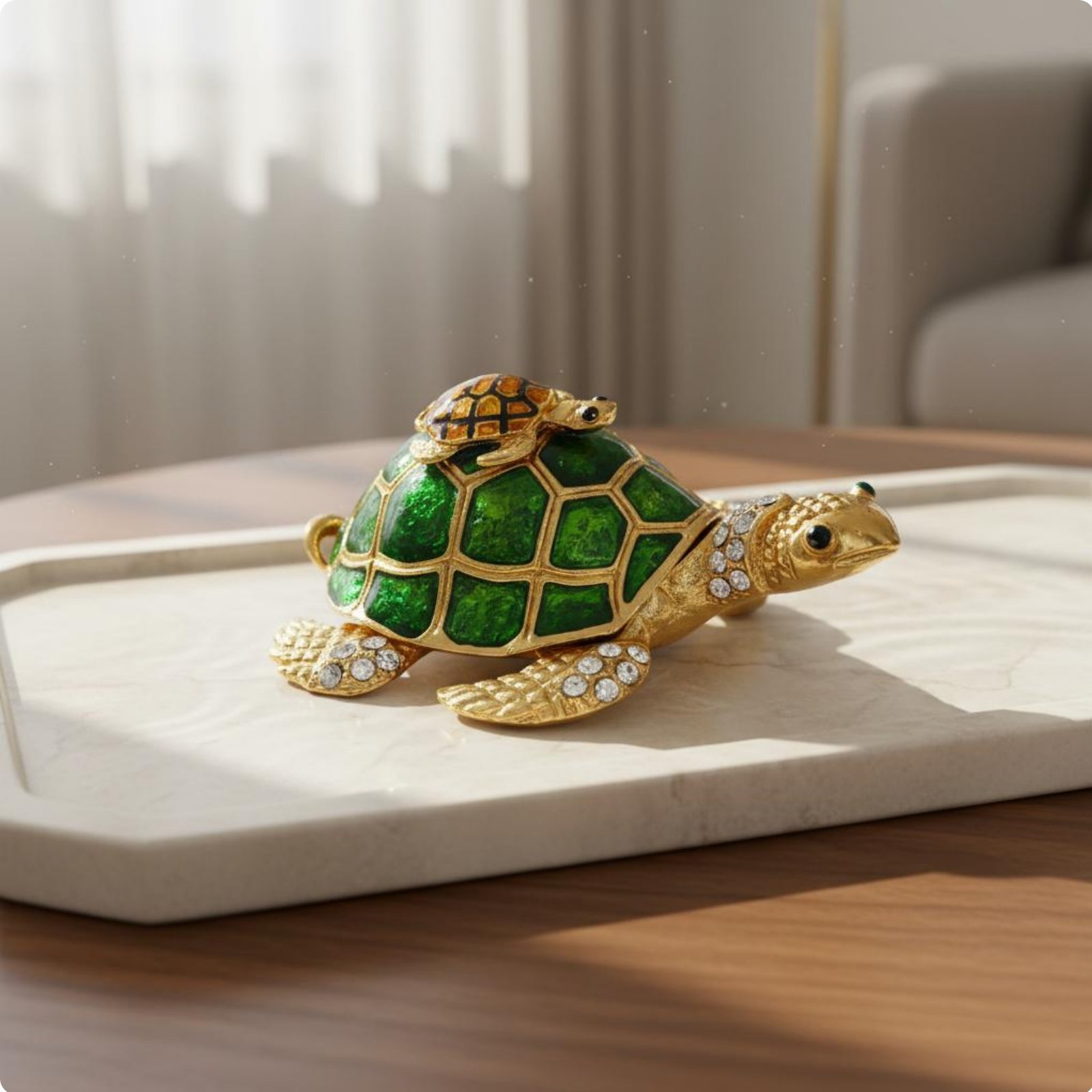 Mutter Kind Schildkröte Dekobox emailliert emaillierte Schildkrötenfigur