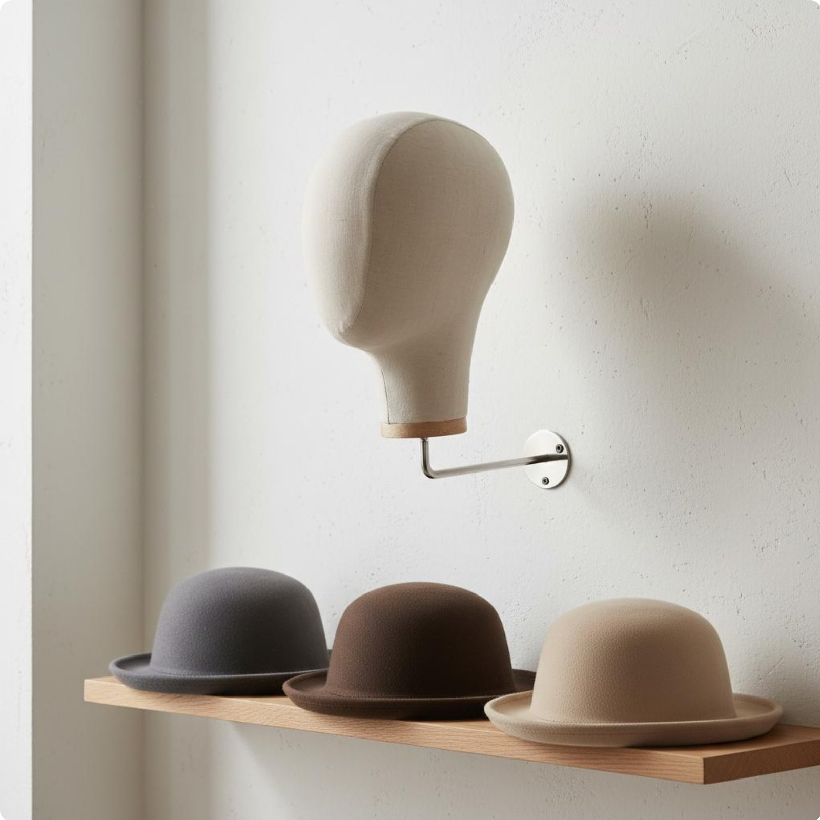 Wall Mounted Mannequin Head Sturdy and Long-Lasting Linen Hat Display Stand
