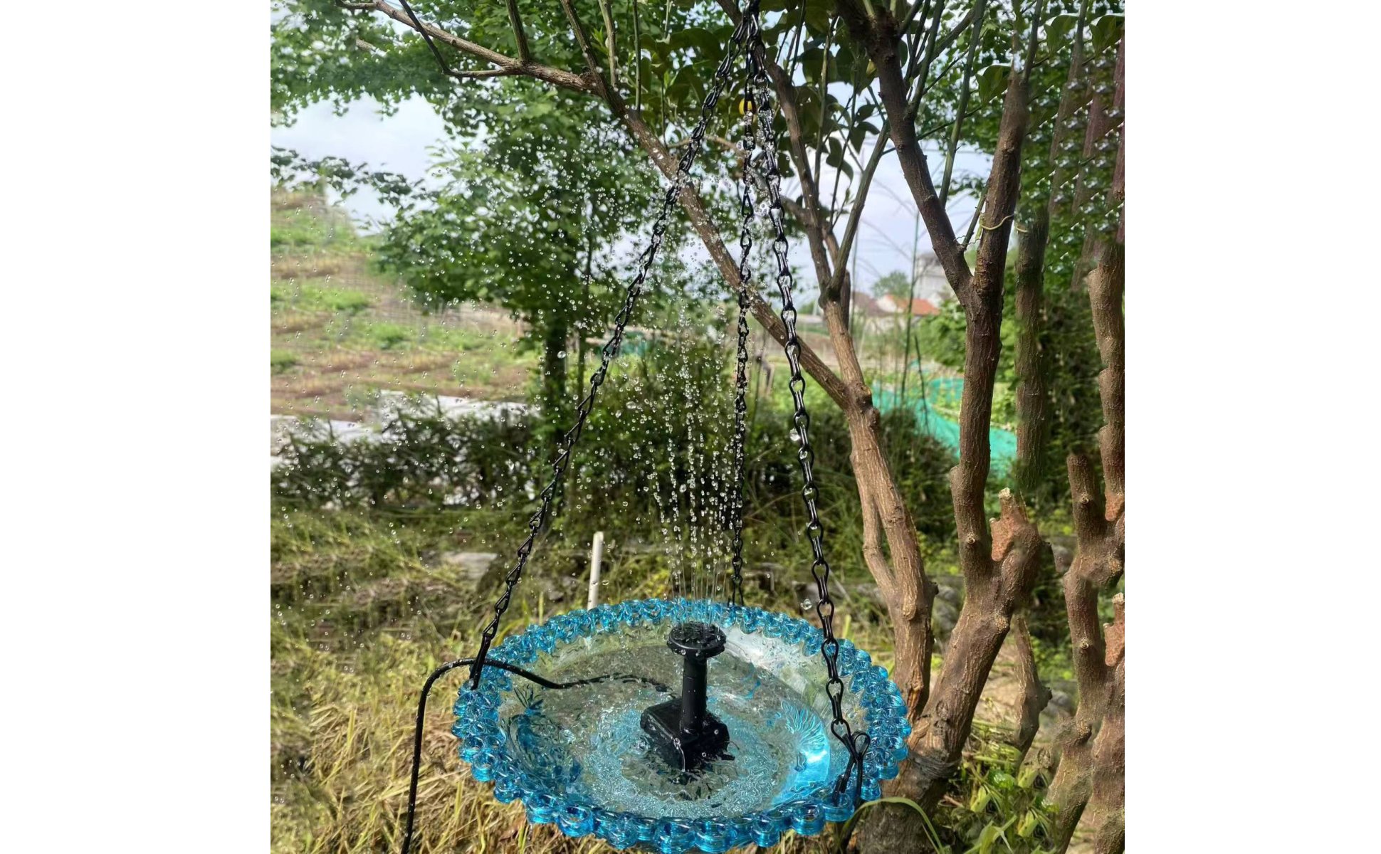 Hanging Solar Bird Bath Attracts Birds Solar Powered Hanging Fountain for Patio