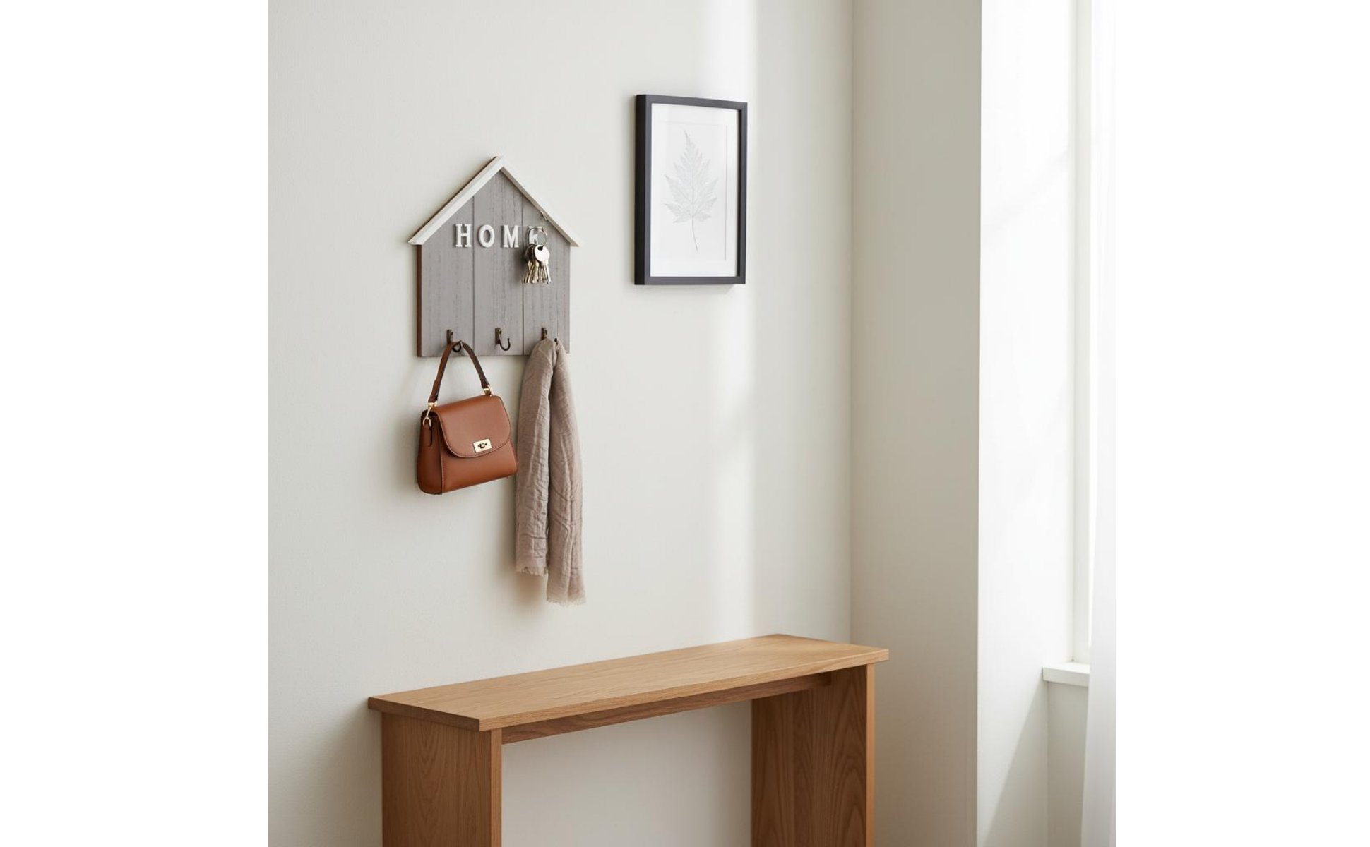 Porte-Clés Mural En Bois Design Nordique Accroche-Clés Mural En Bois