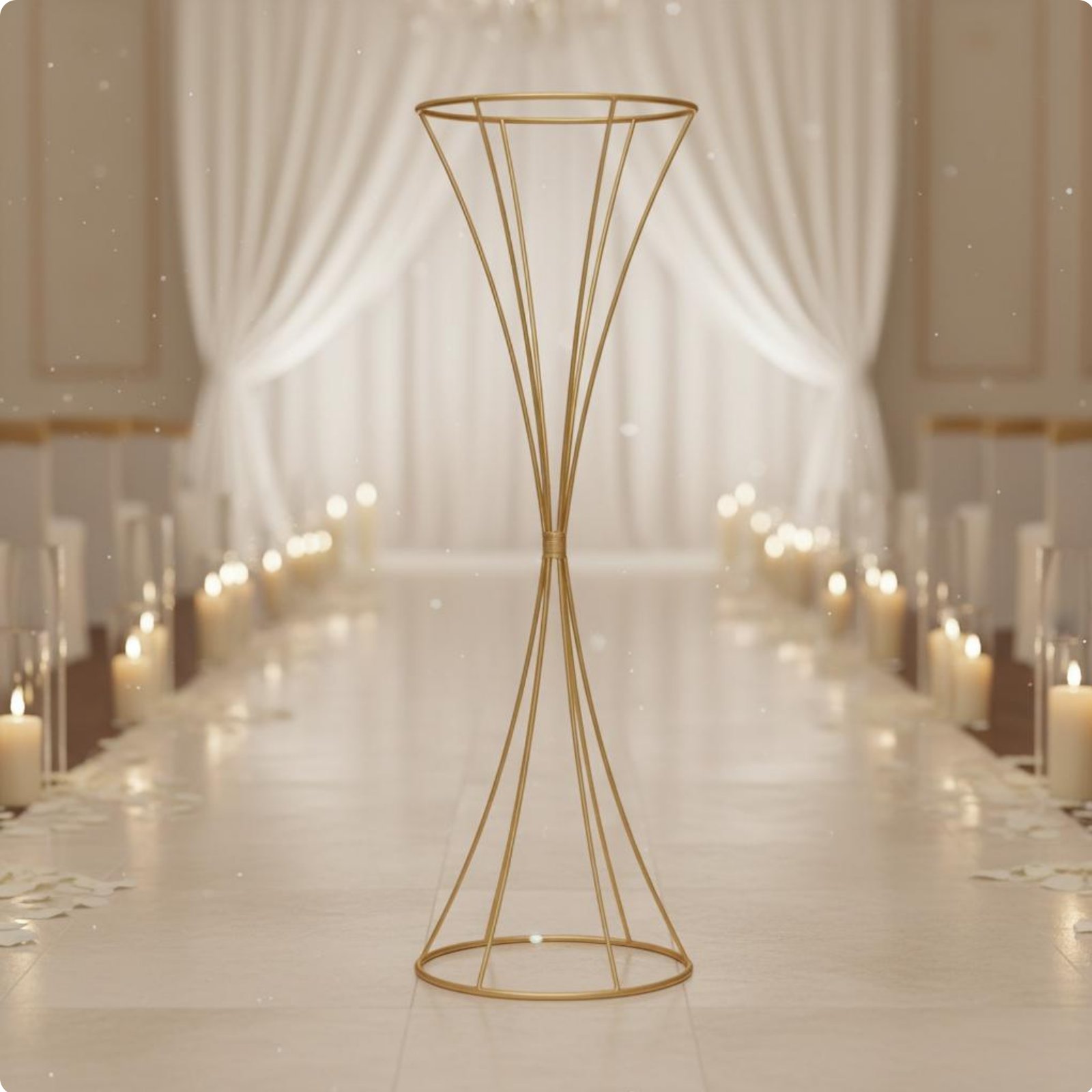 Metal Hourglass Flower Holder Wrought Iron Event Decoration for Reception,