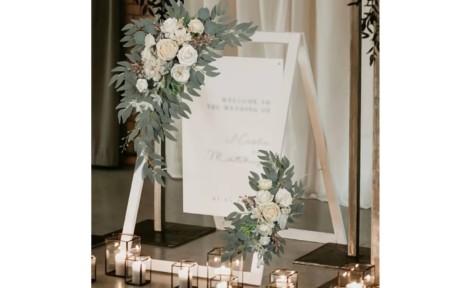 2 Stücke Stuhlrücken Blumendeko handgefertigt Hochzeitsbogen Blumen Set