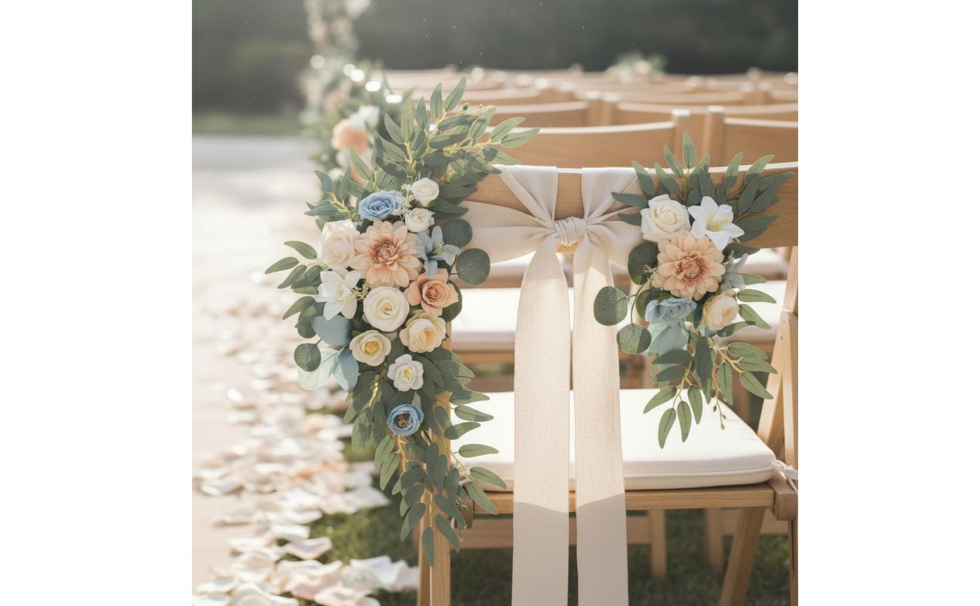 2 Stücke Stuhlrücken Blumendeko handgefertigt Hochzeitsbogen Blumen Set