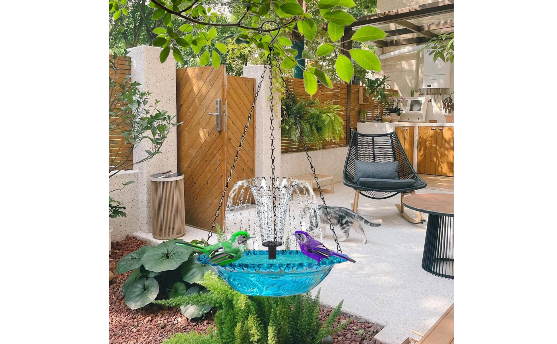 Hanging Solar Bird Bath Attracts Birds Solar Powered Hanging Fountain for Patio