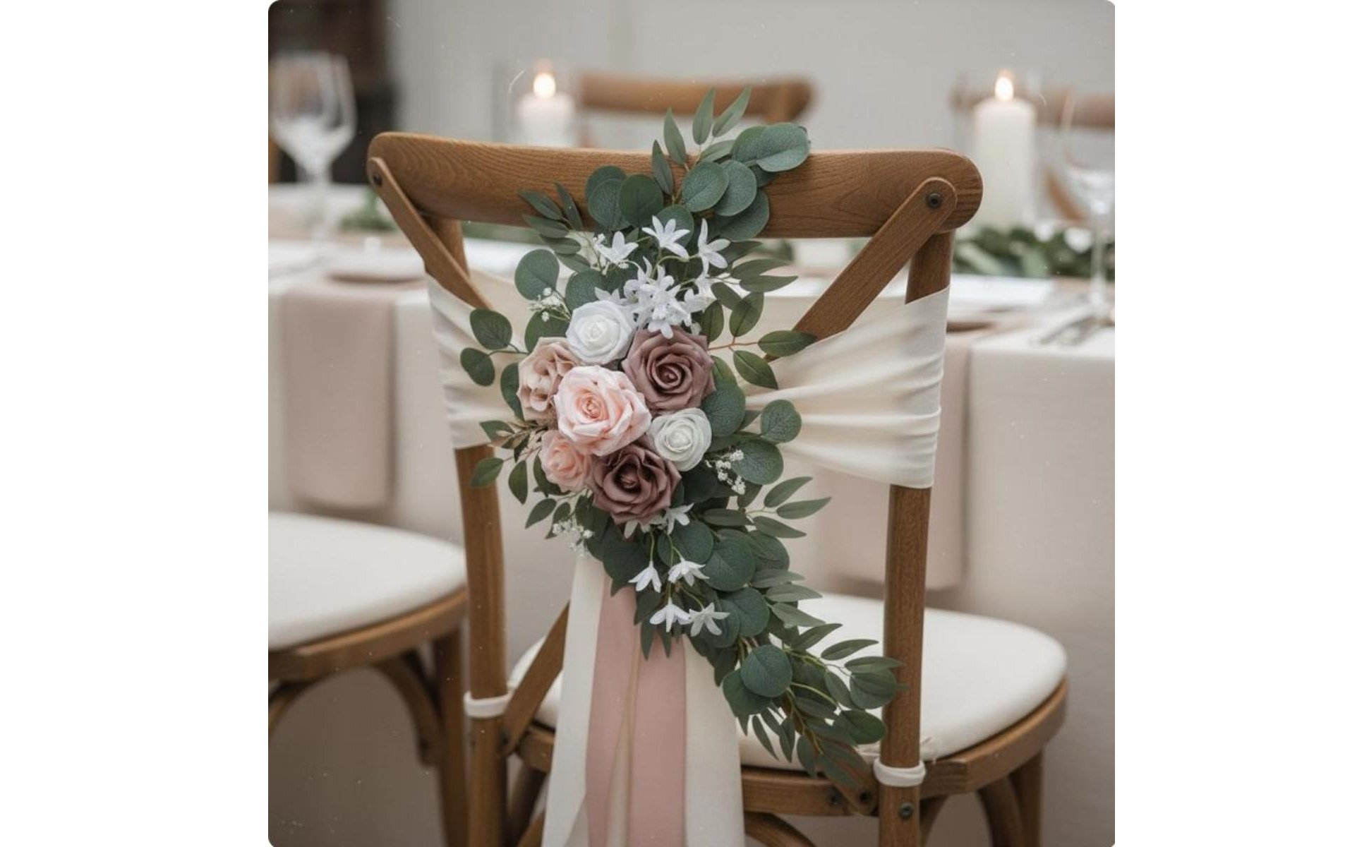 2 Stücke Stuhlrücken Blumendeko handgefertigt Hochzeitsbogen Blumen Set
