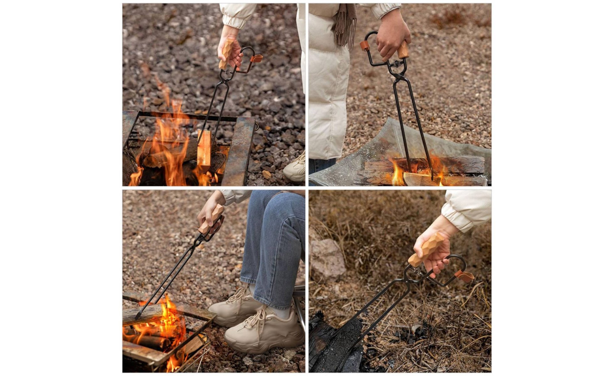 Pince à Charbon de Bois Anti-Brûlure pour Pique-Nique, Extérieur