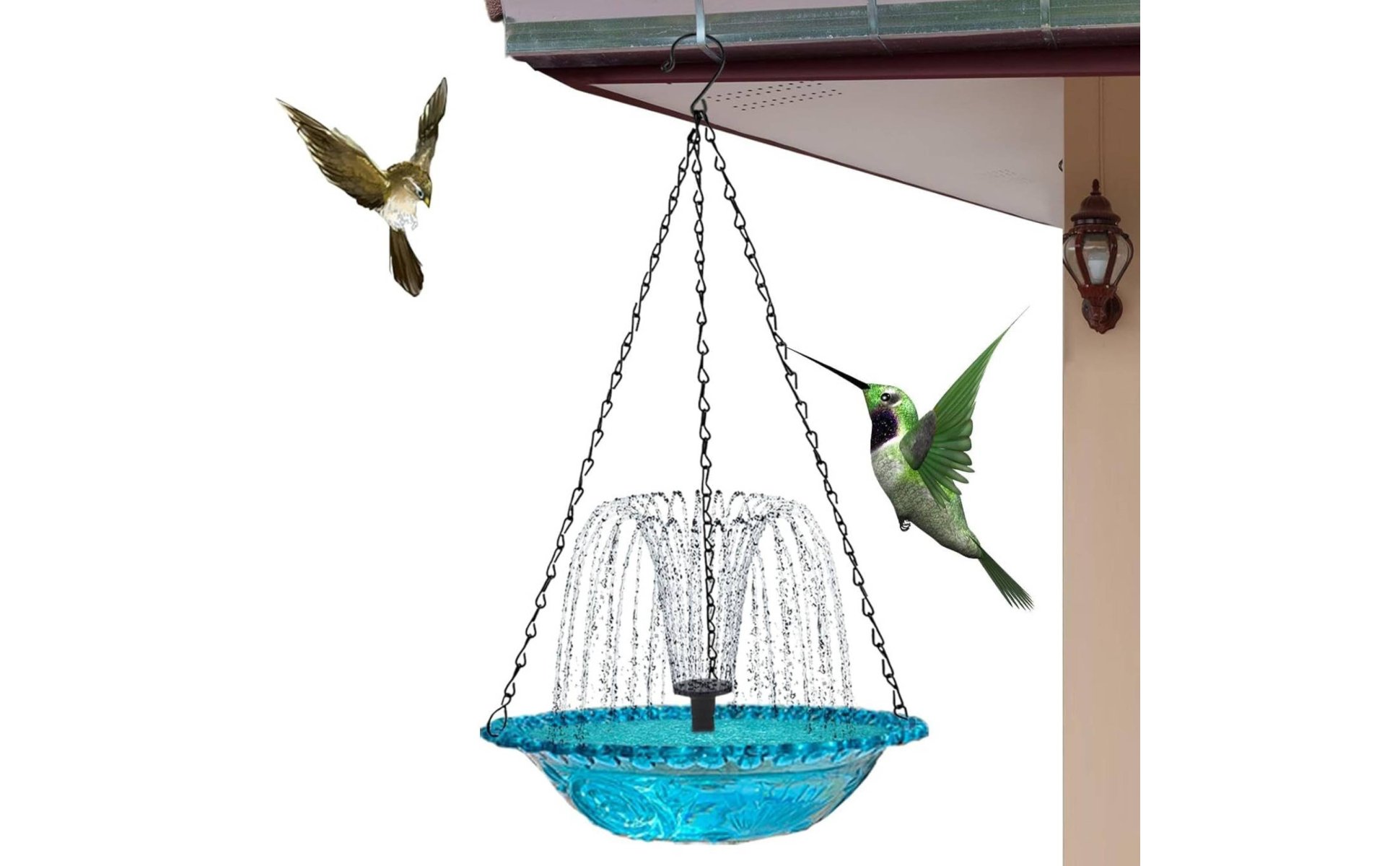 Hanging Solar Bird Bath Attracts Birds Solar Powered Hanging Fountain for Patio