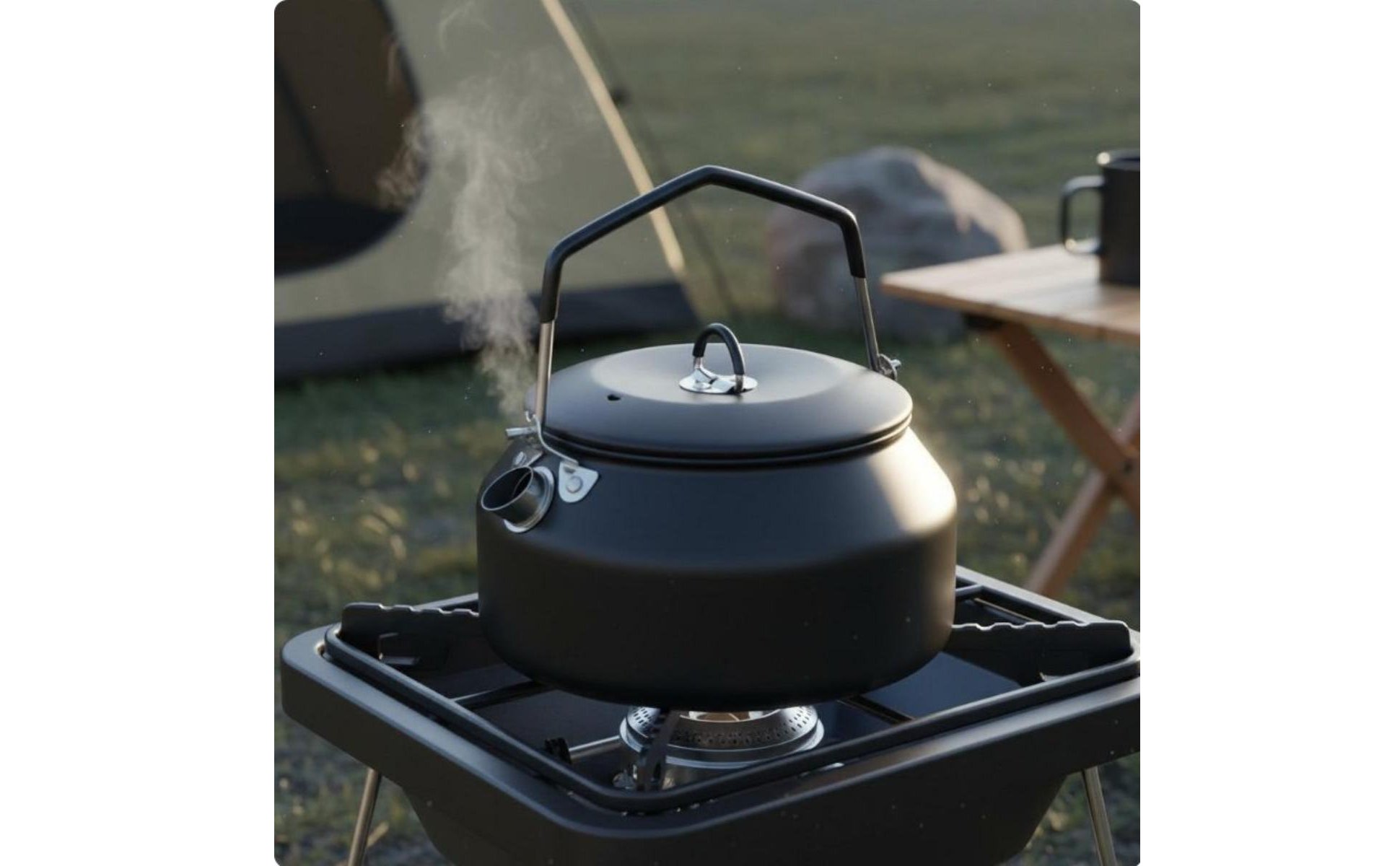 Stainless Steel Camping Kettle Foldable Handle Camping Kettle Exposed Fire Safe
