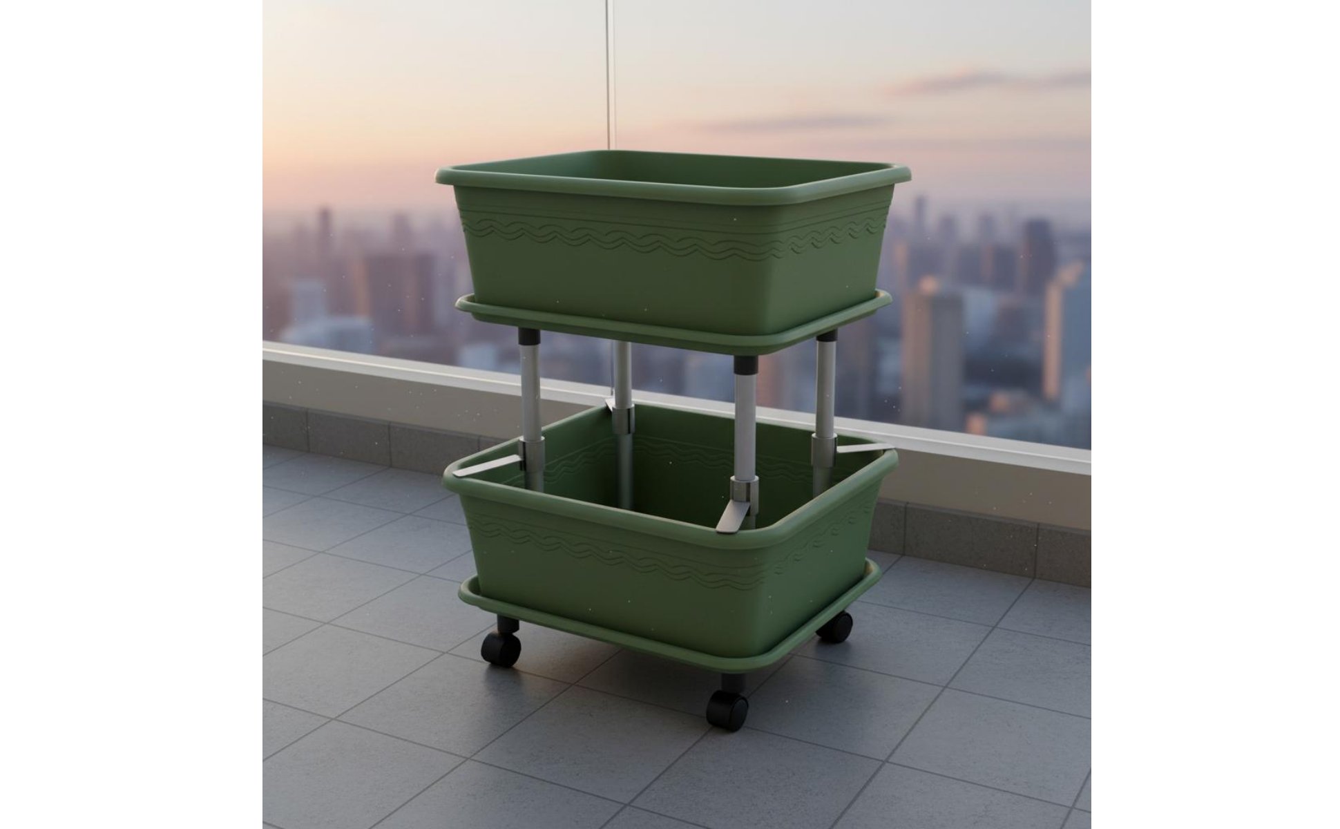 Rolling Vegetable Planter With Wheels Stackable Garden Container Heavy-Duty