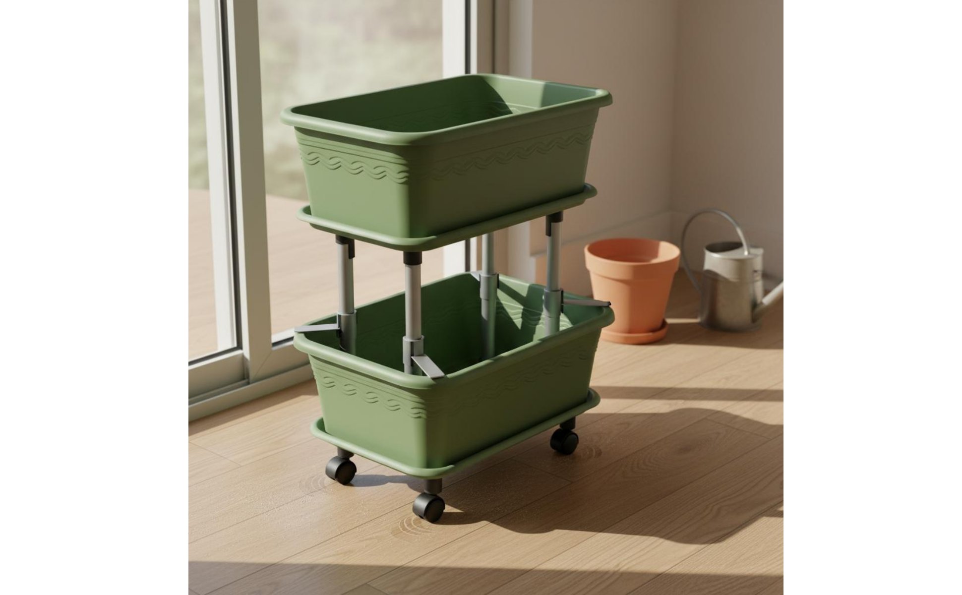 Rolling Vegetable Planter With Wheels Stackable Garden Container Heavy-Duty