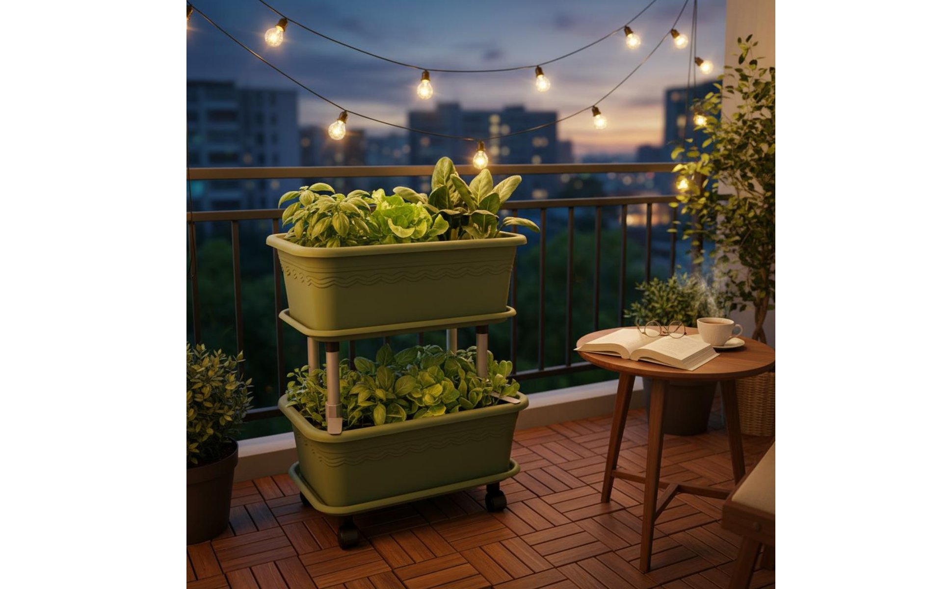 Rolling Vegetable Planter With Wheels Stackable Garden Container Heavy-Duty