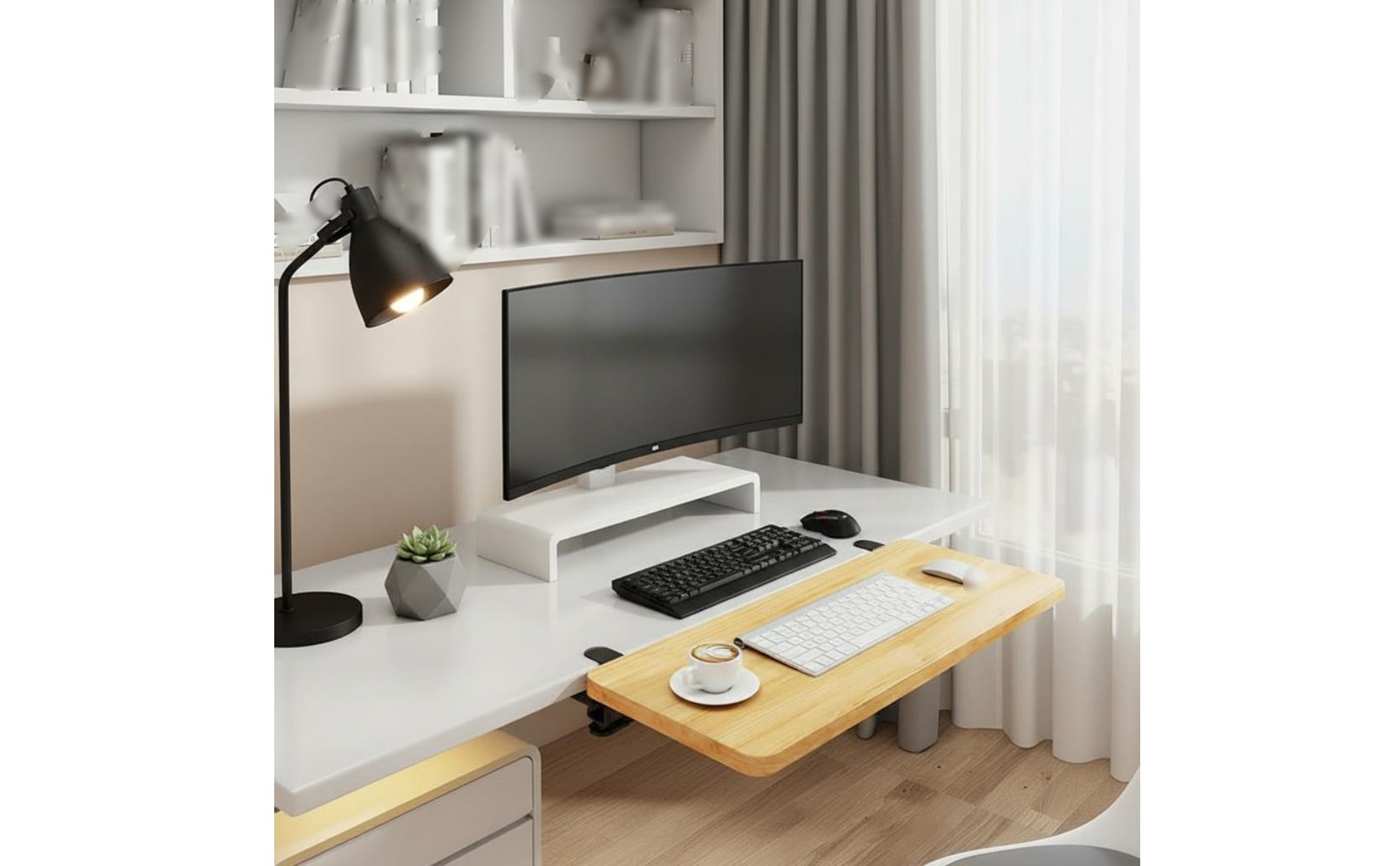 Foldable Desk Extension Board No Drilling Required for Gaming, Students, Gamers