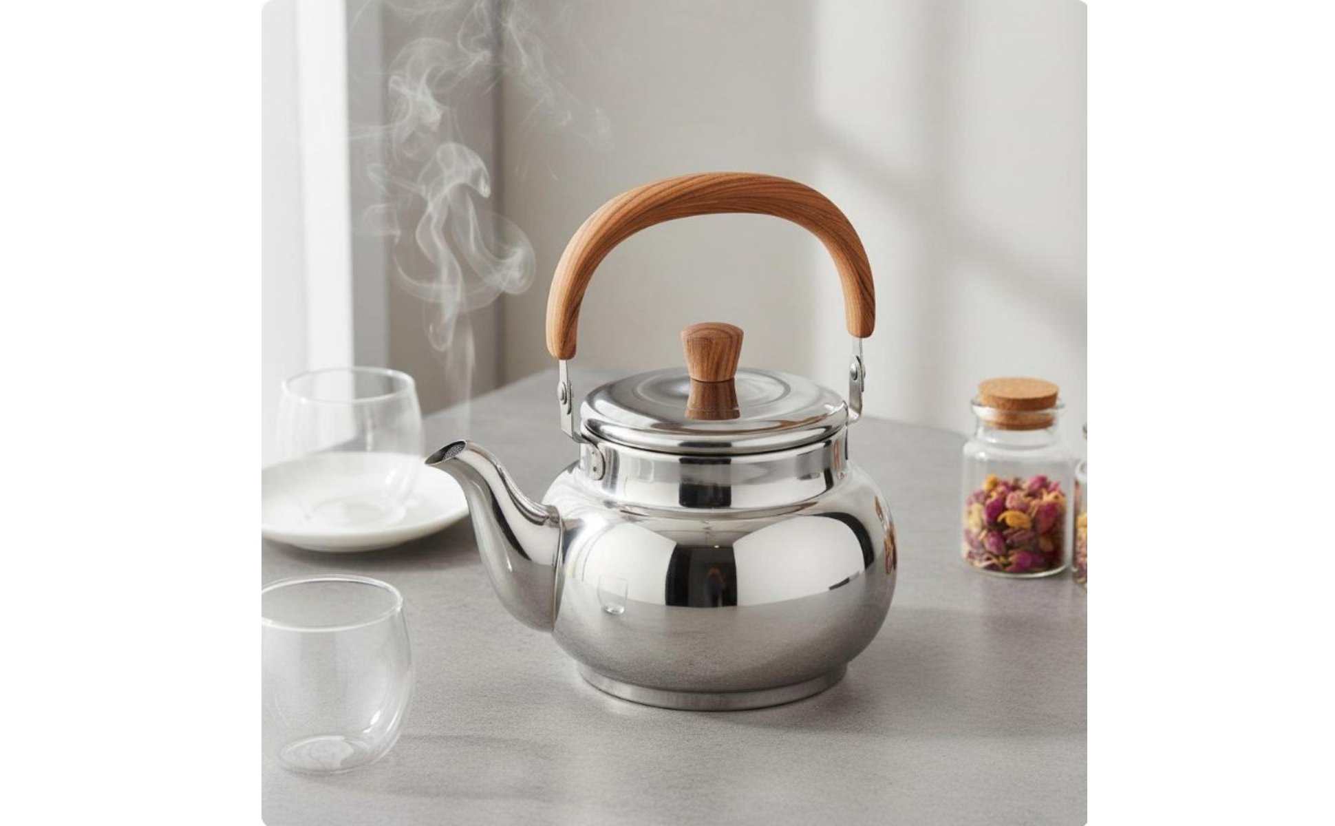 Stovetop Teapot with Infuser Anti-Scald Handle Stainless Steel Kettle for Hotel