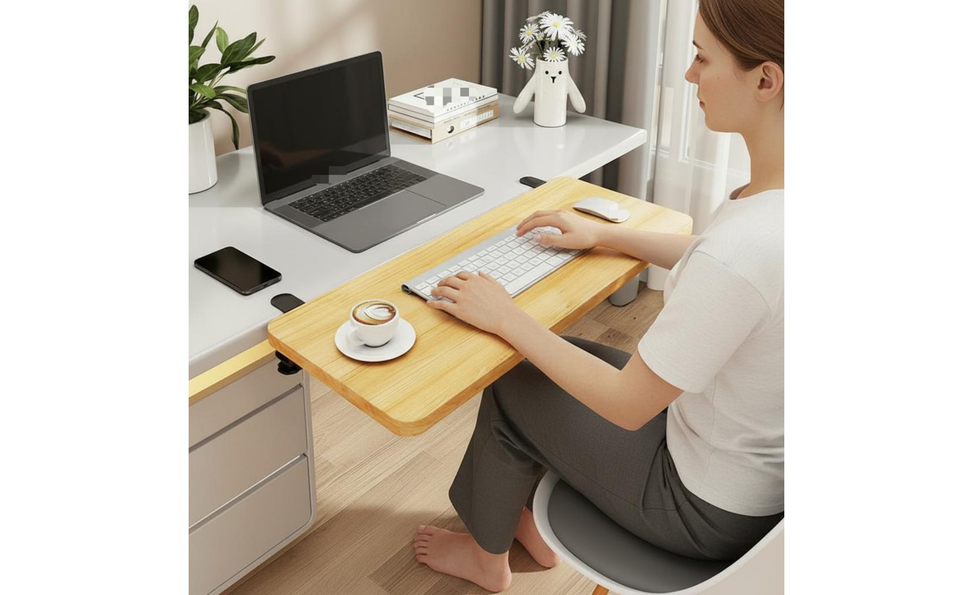 Foldable Desk Extension Board No Drilling Required for Gaming, Students, Gamers