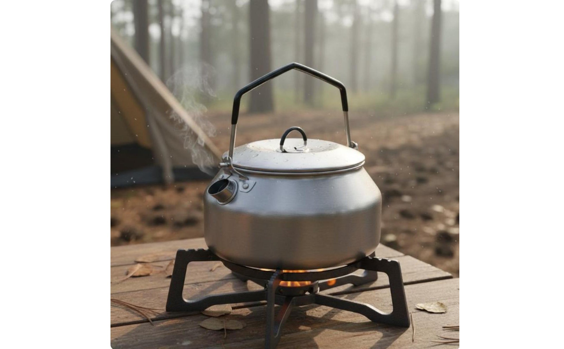 Stainless Steel Camping Kettle Foldable Handle Camping Kettle Exposed Fire Safe