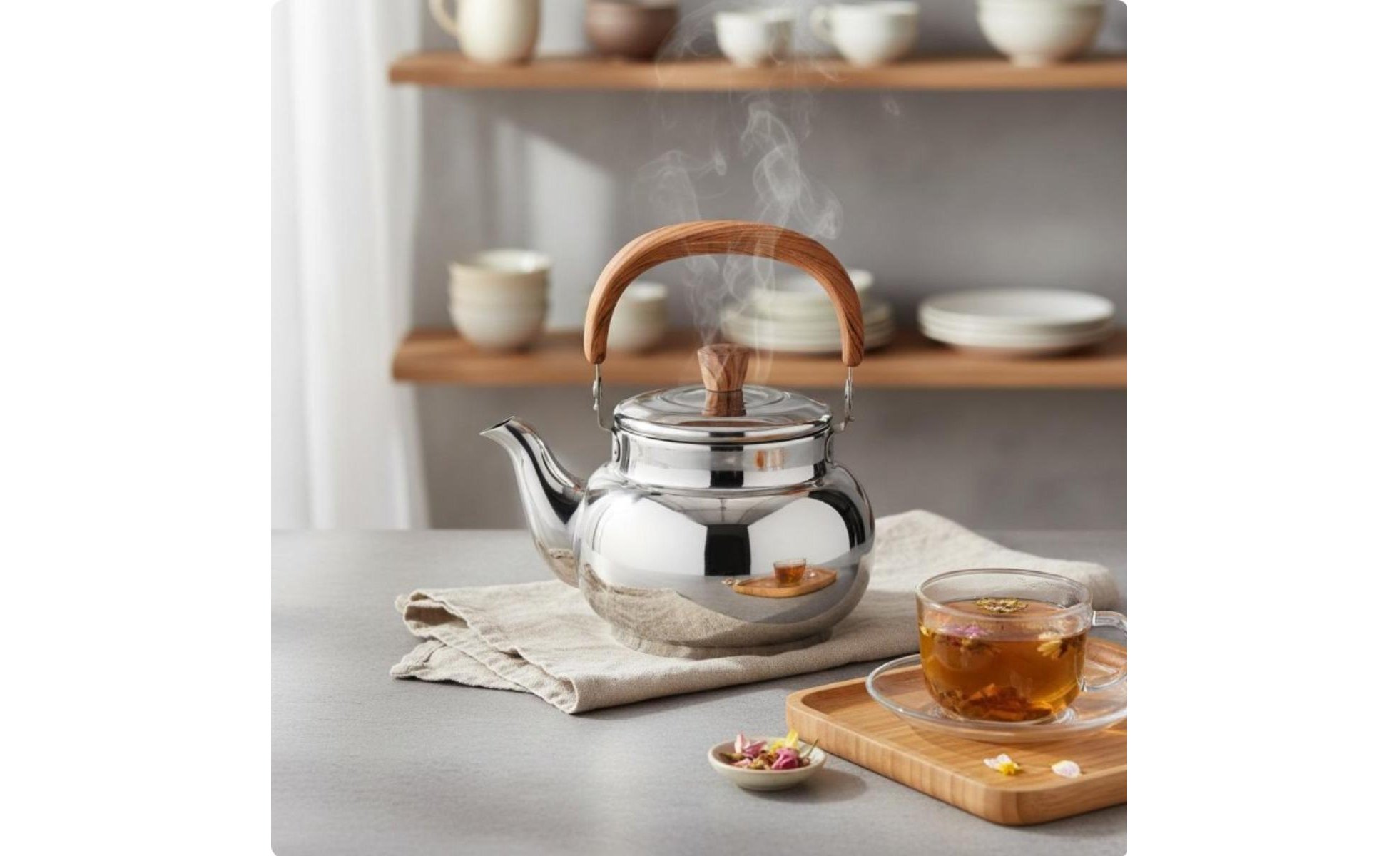 Stovetop Teapot with Infuser Anti-Scald Handle Stainless Steel Kettle for Hotel