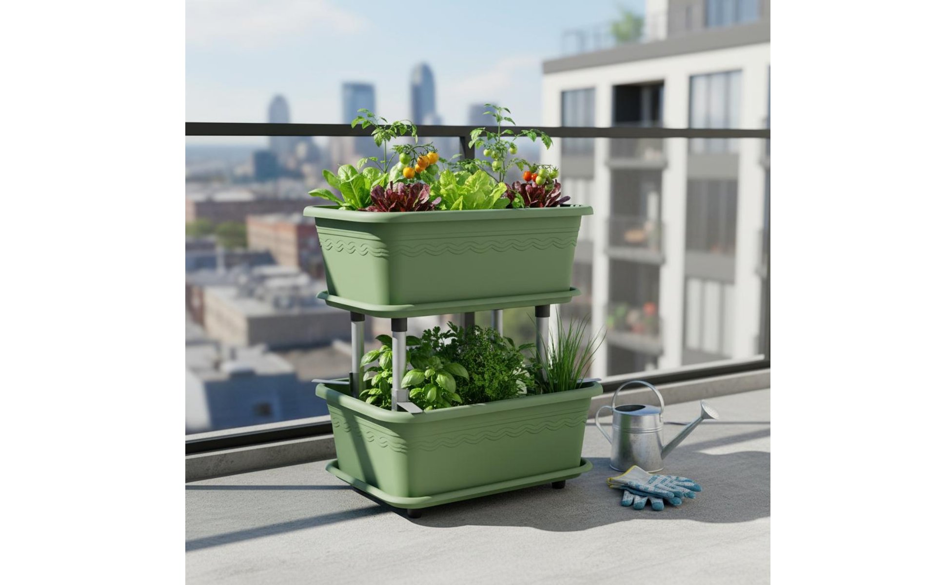 Rolling Vegetable Planter With Wheels Stackable Garden Container Heavy-Duty