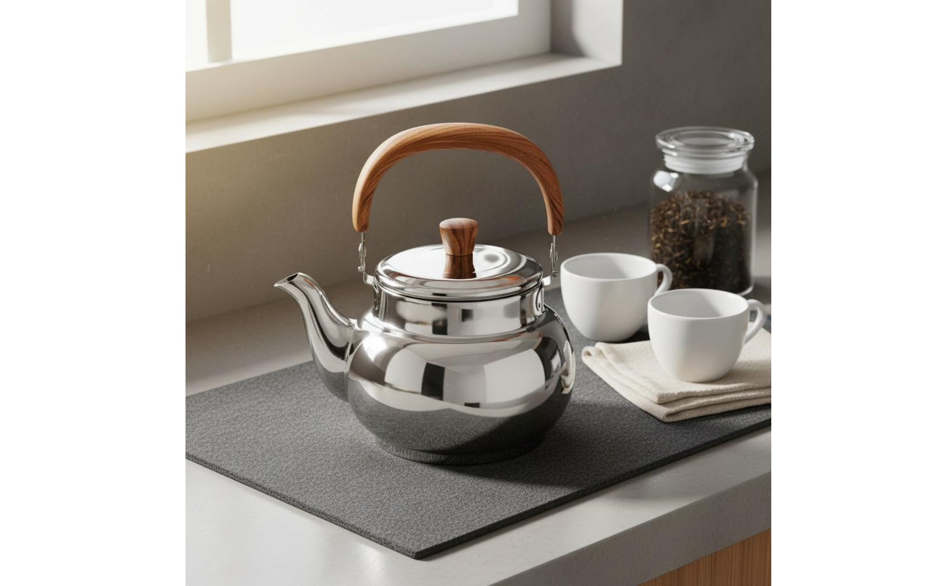Stovetop Teapot with Infuser Anti-Scald Handle Stainless Steel Kettle for Hotel