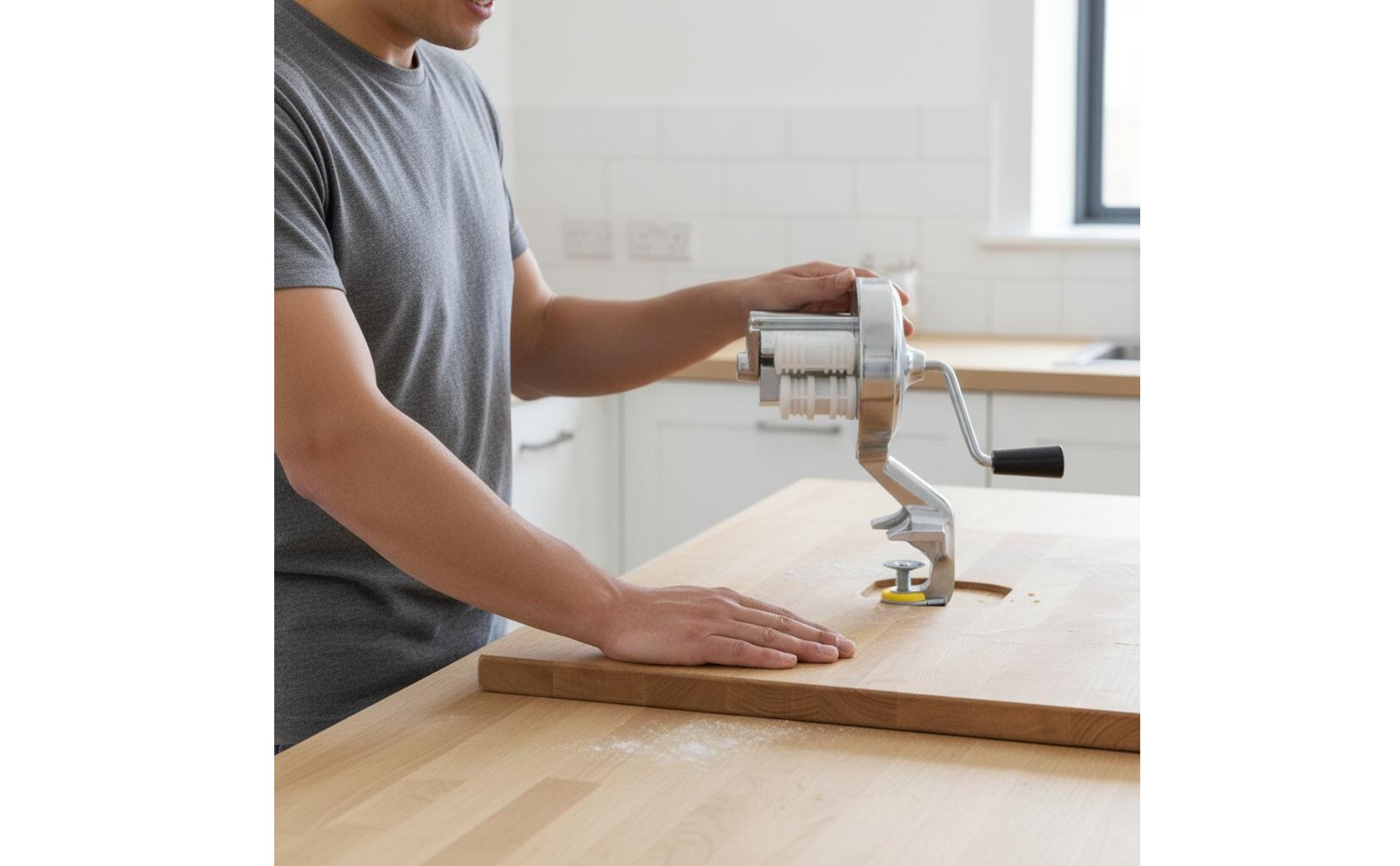 Tabletop Pasta Press Table Clamp Mount Manual Macaroni Machine for Home Cooks