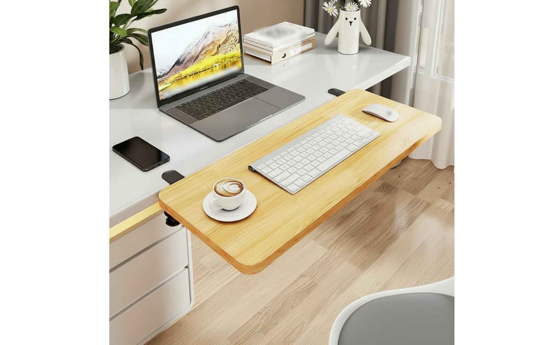 Foldable Desk Extension Board No Drilling Required for Gaming, Students, Gamers