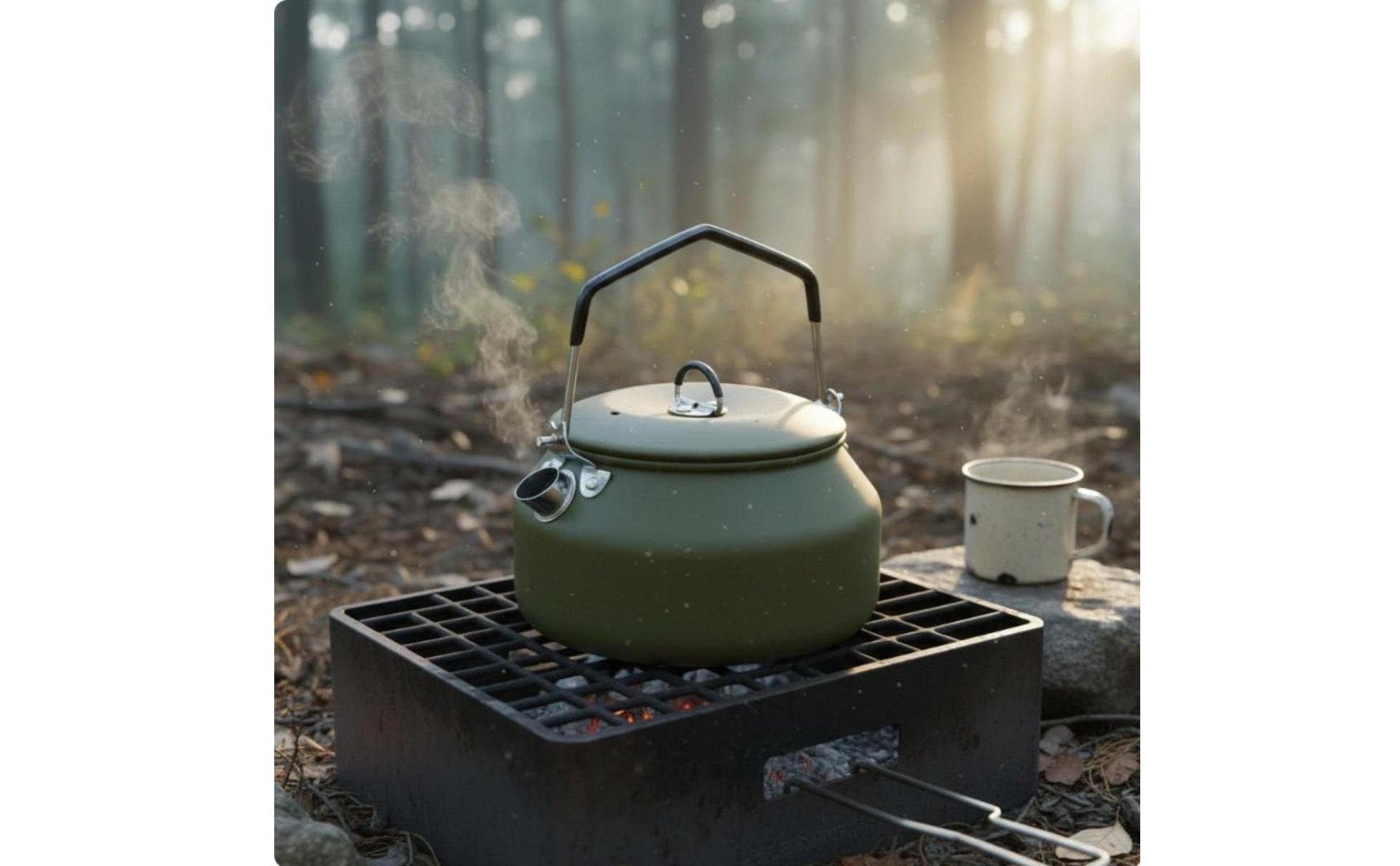 Stainless Steel Camping Kettle Foldable Handle Camping Kettle Exposed Fire Safe