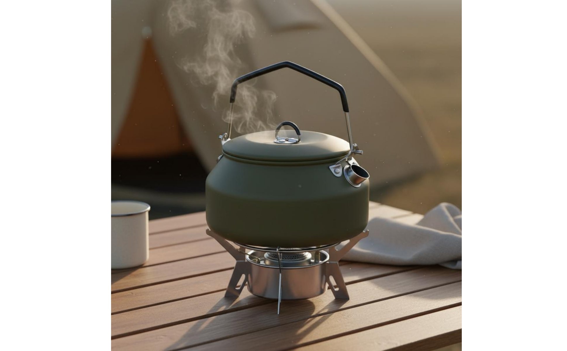Stainless Steel Camping Kettle Foldable Handle Camping Kettle Exposed Fire Safe