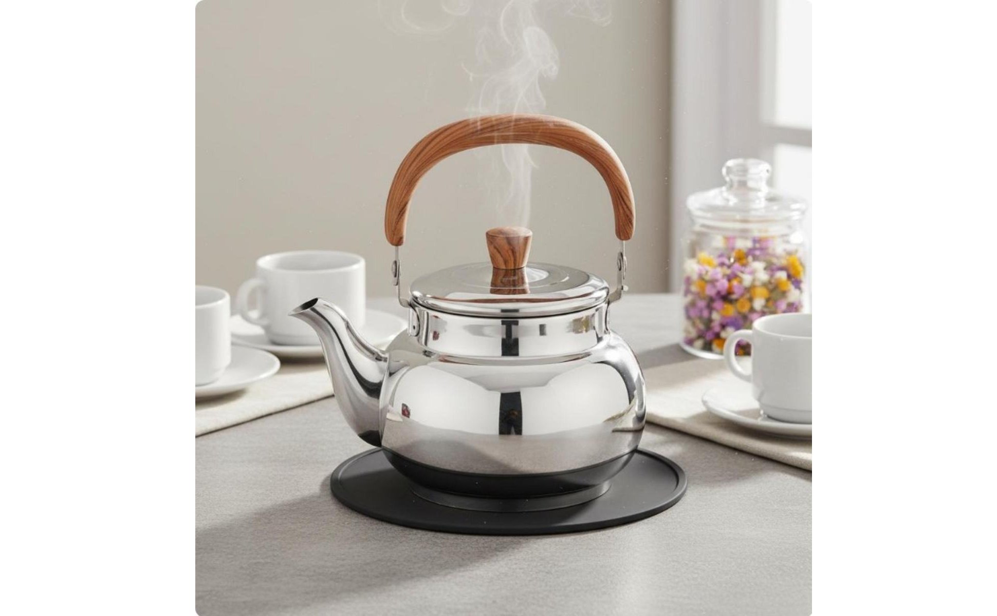 Stovetop Teapot with Infuser Anti-Scald Handle Stainless Steel Kettle for Hotel